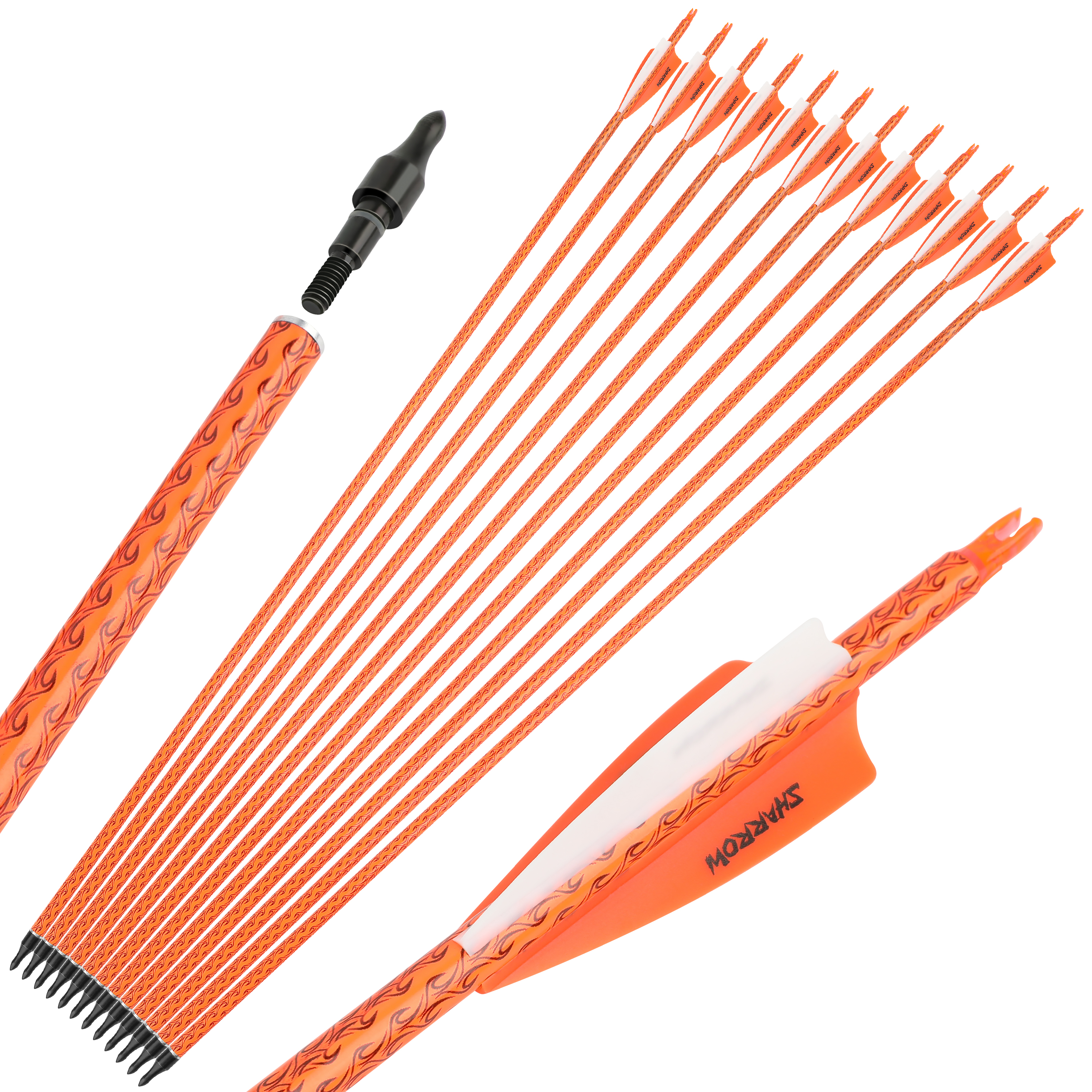 SHARROW 30" Hybrid Carbon Arrows Spine 500 for Recurve (12 Pack)
