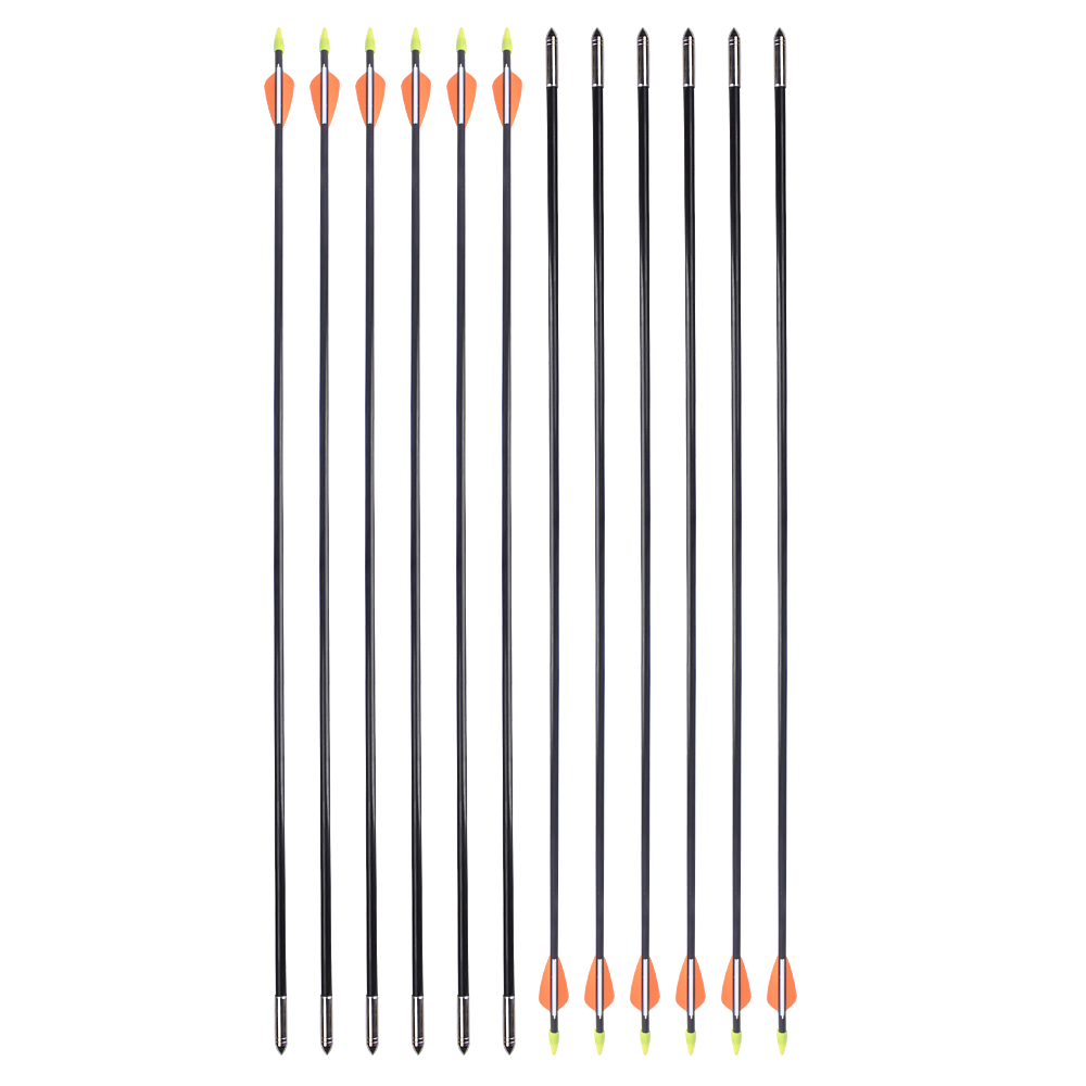 SHARROW 7mm Archery Practice Arrows Fiberglass for Beginners (12 Pack)-CHN Archery