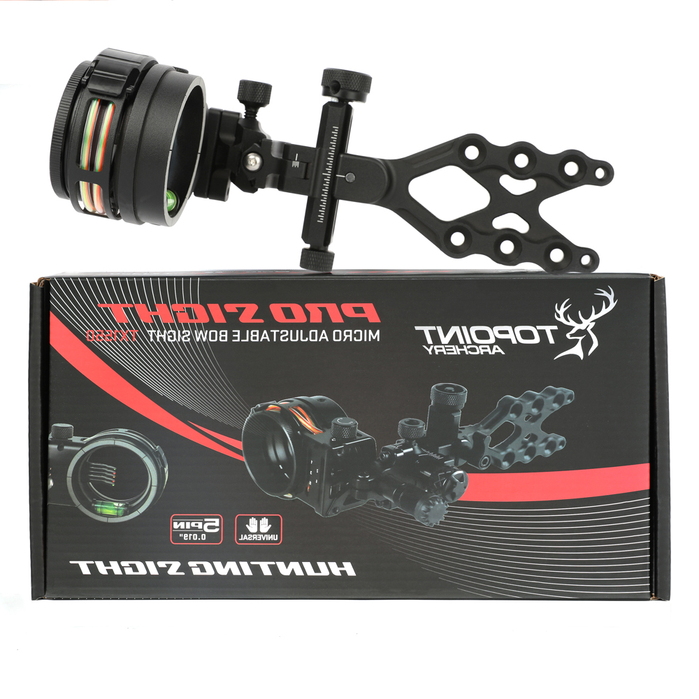 TOPOINT TX1550 Bow Sight Adjustable .019" 5 Pin Bow Sight RH/LH