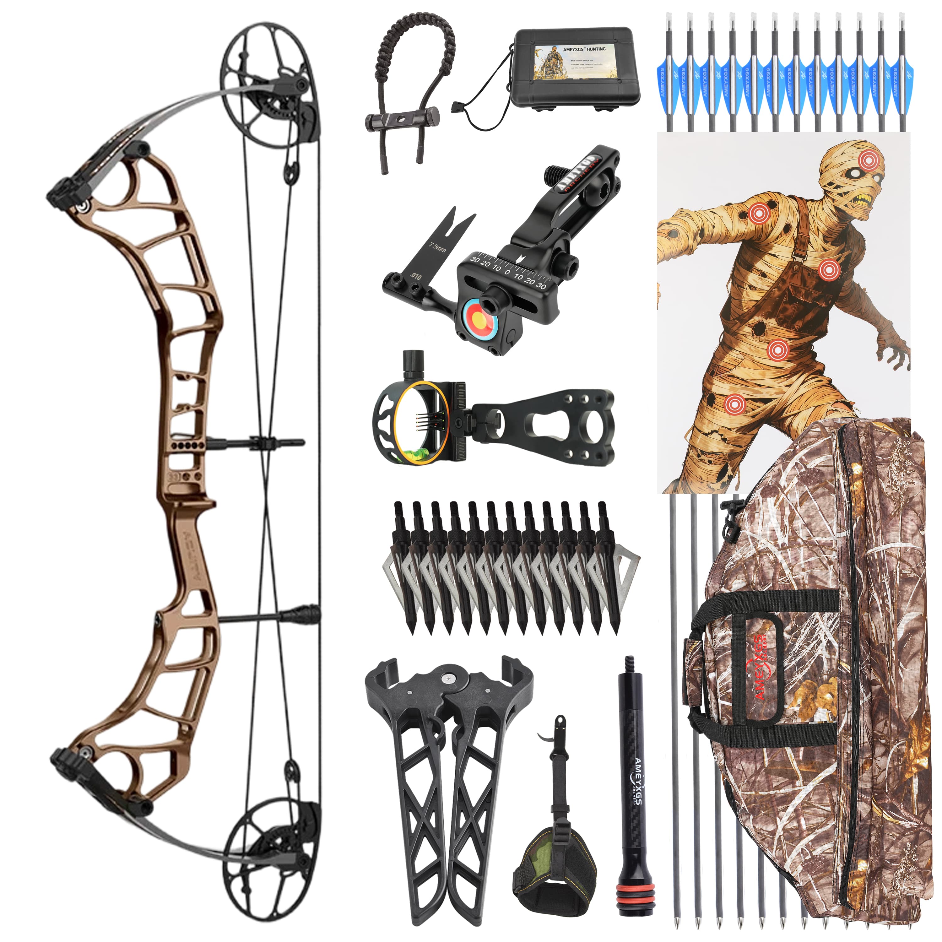 Archery 50-60lbs Compound Bow Set Shooting Target