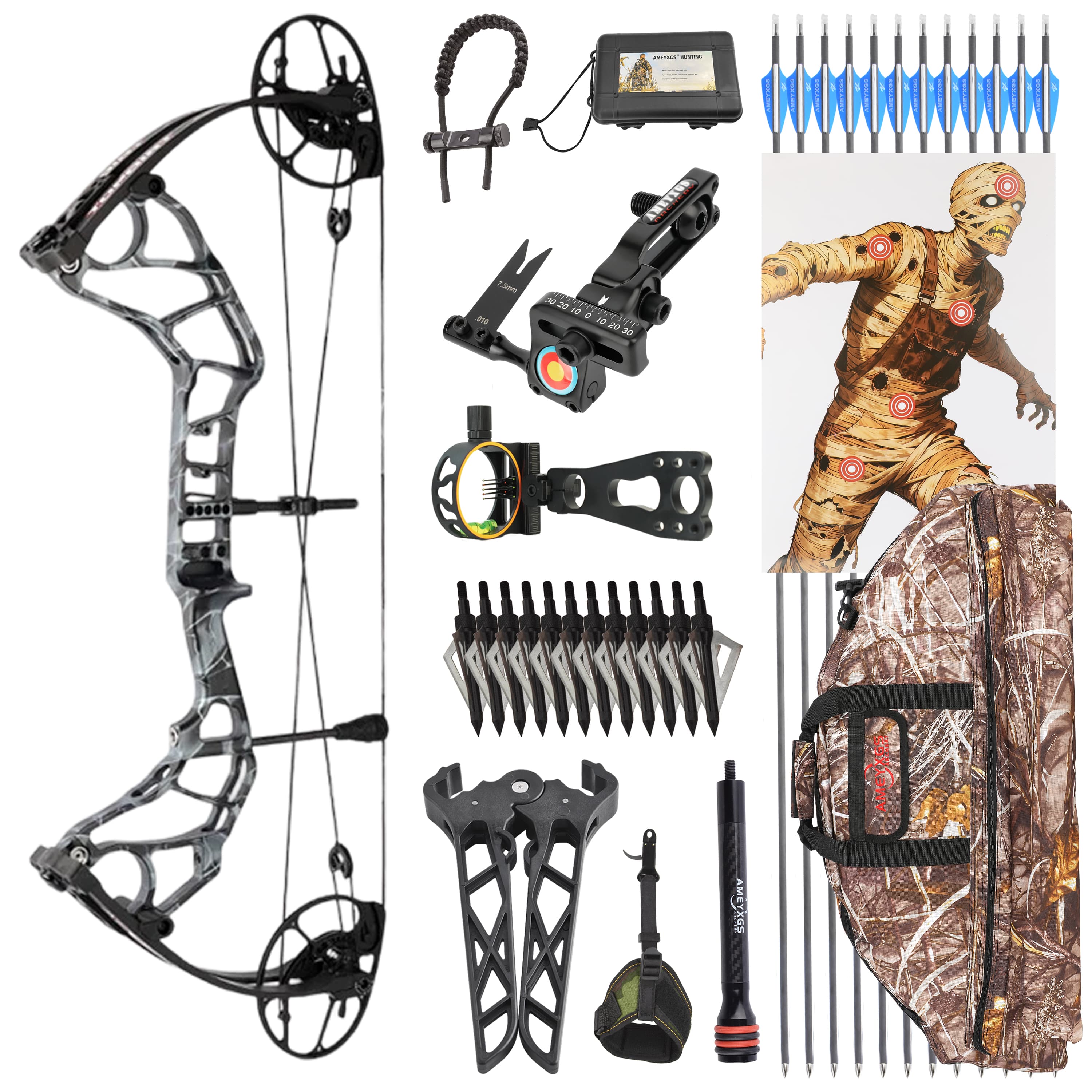 Archery 50-60lbs Compound Bow Set Shooting Target