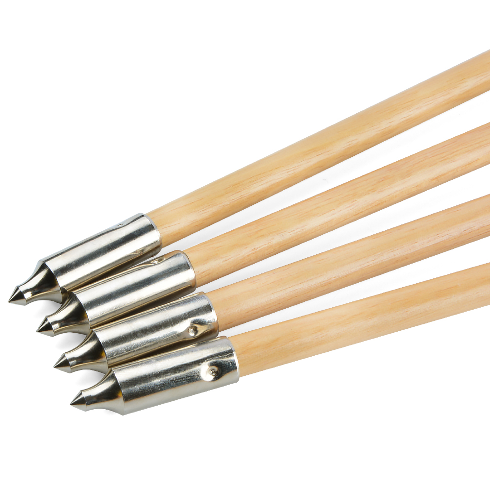 32" Indonesian White Wood Arrows, 4-Fletch Turkey Feathers, 7-Color Set