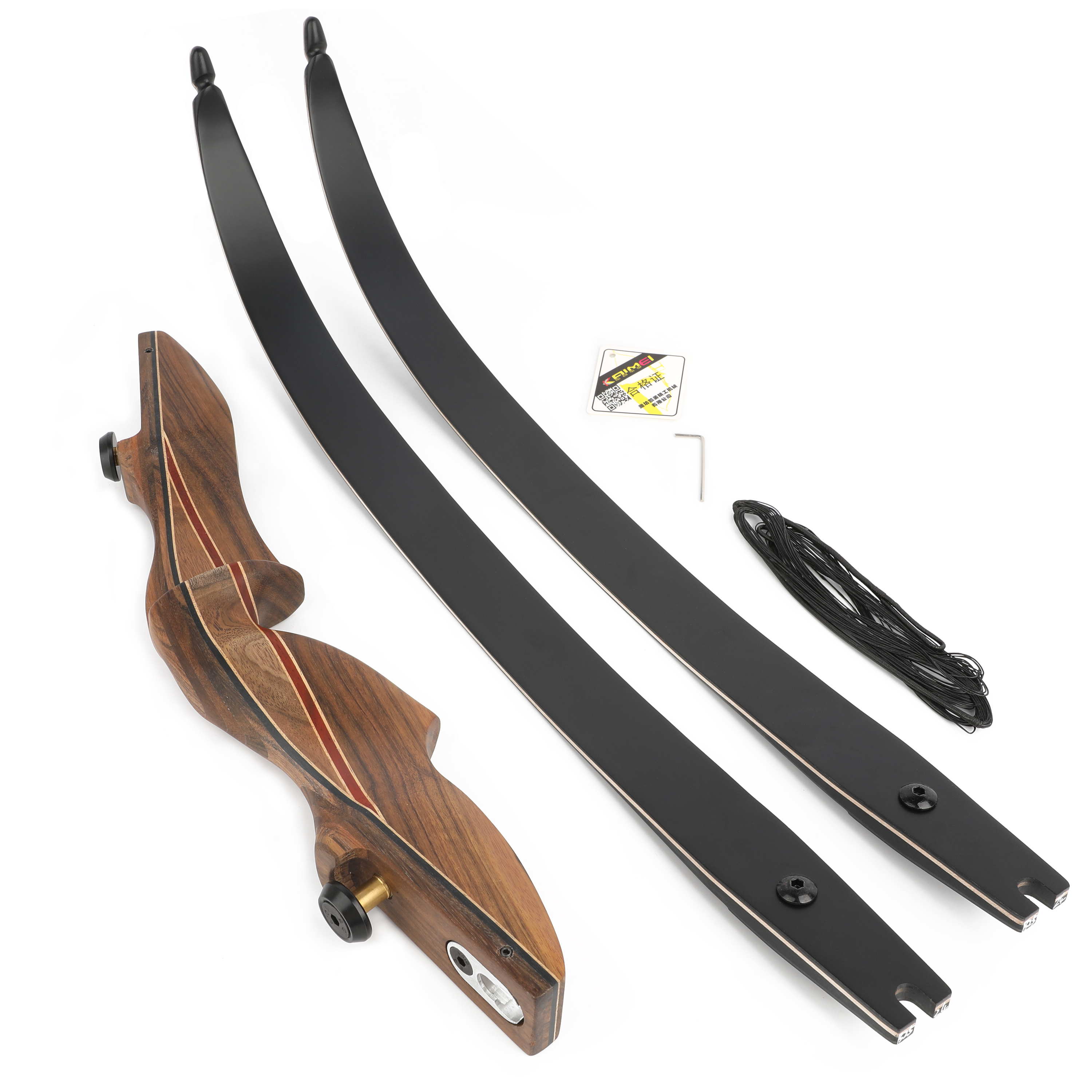 KAIMEI 60" Traditional Wood ILF Recurve Bow 30-60 lbs