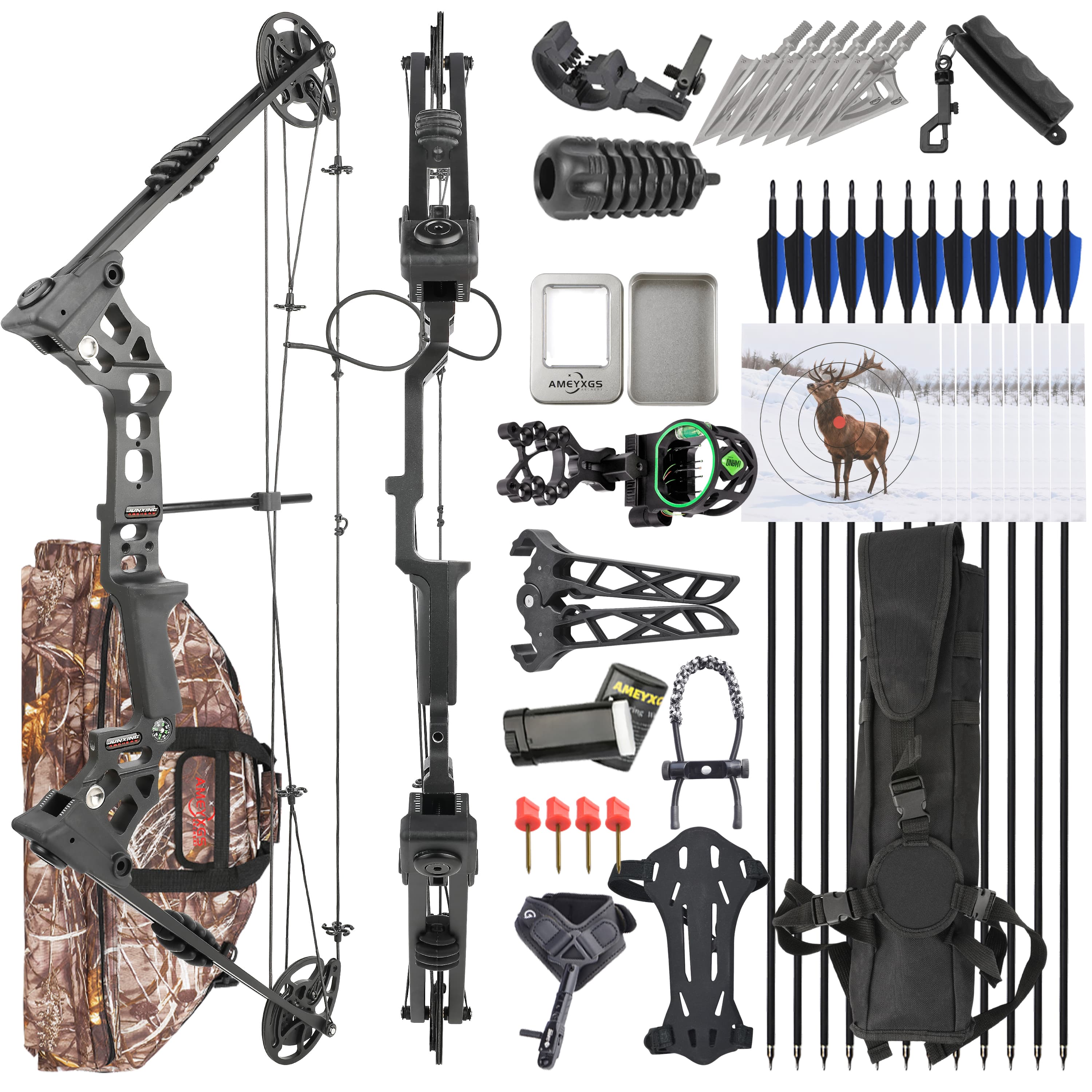 Archery 20-70lbs Compound Bow Kit Hunting IBO320fps L/RH