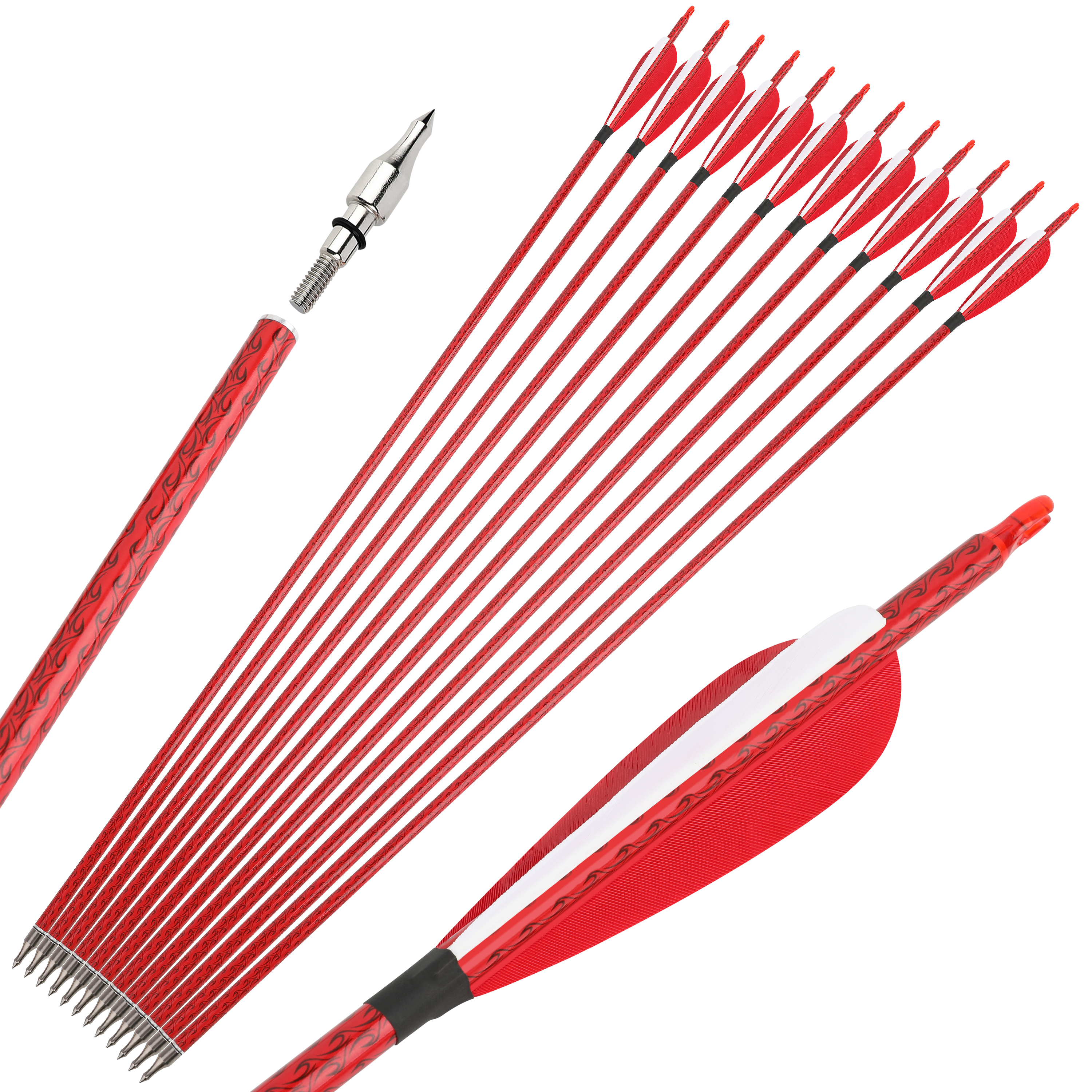 SHARROW 30" Hybrid Carbon Arrows Spine 500 for Recurve (12 Pack)