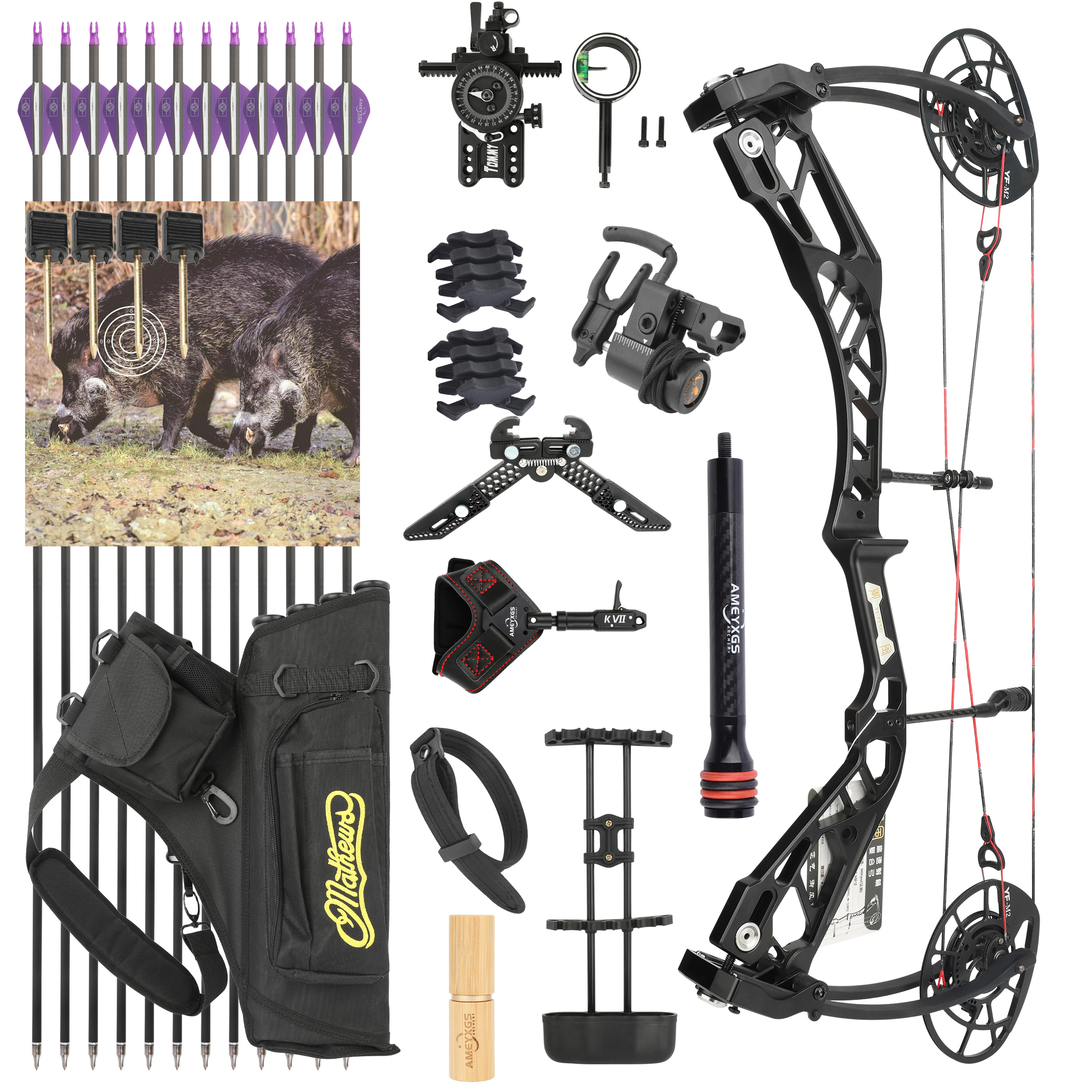 High-Performance Compound Bow 40-70 lbs Adjustable, 340 FPS IBO Speed