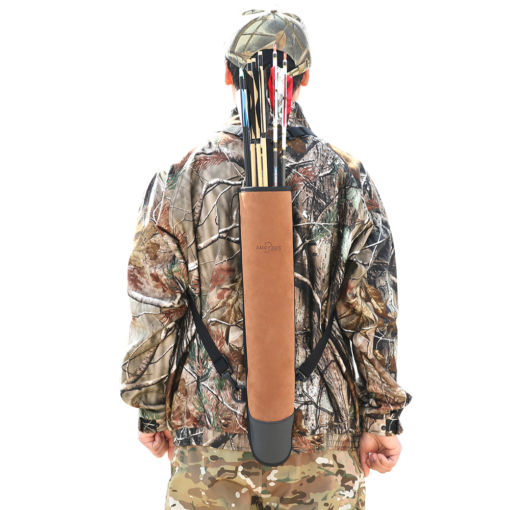 AMEYXGS Leather Traditional Back Quiver Large Capacity