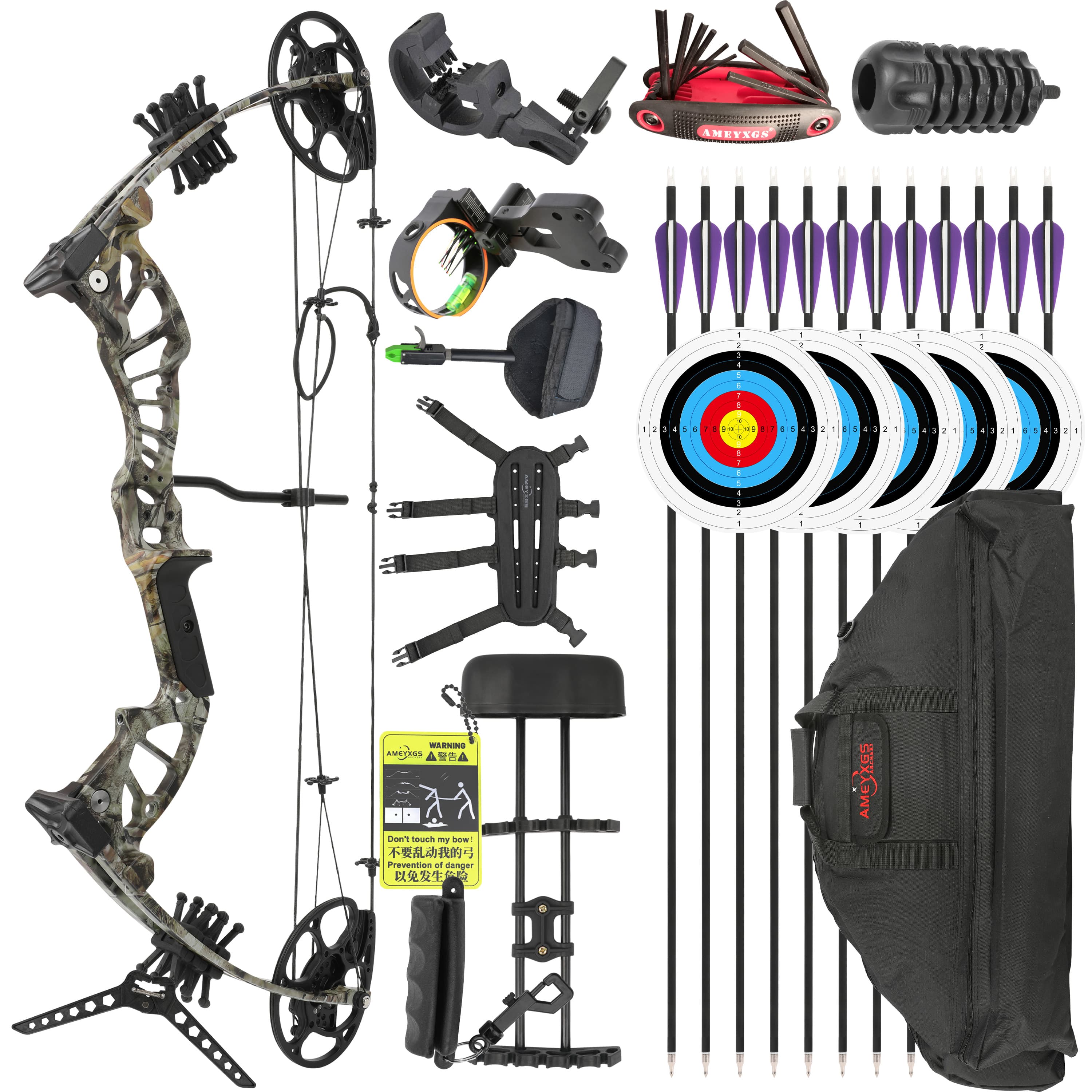 Archery 15-45lbs Compound Bow Set Shooting Target