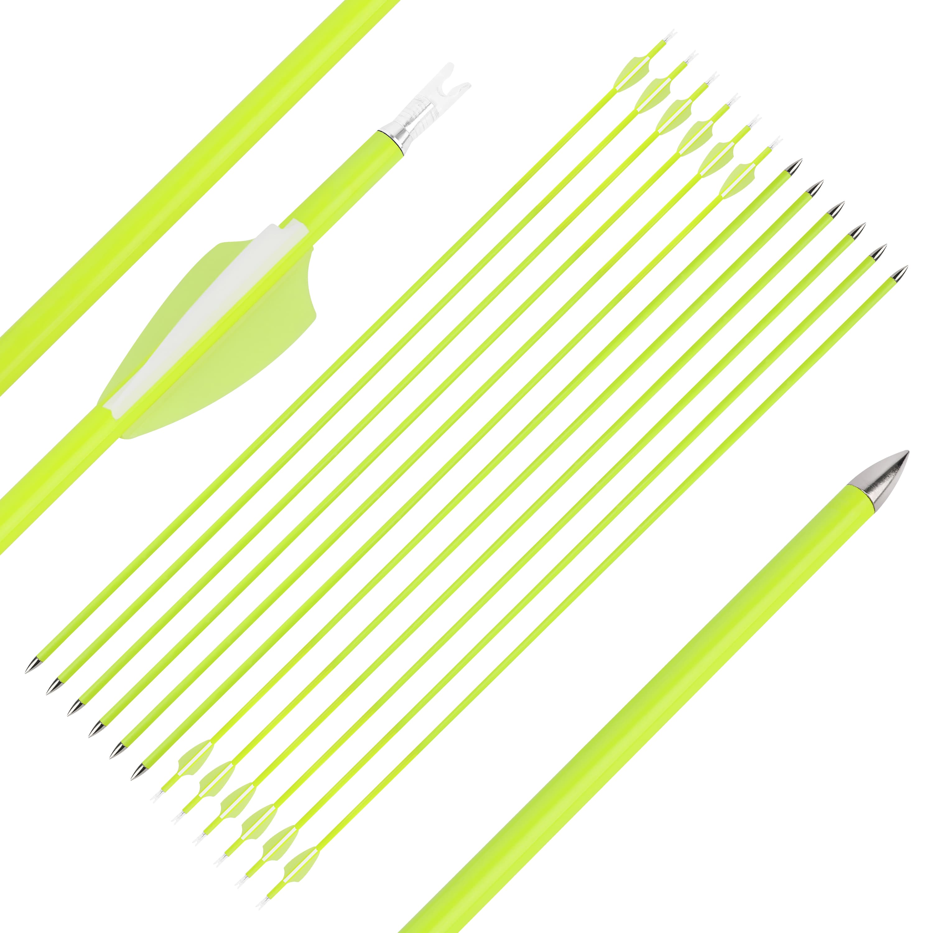 SHARROW .166" Target Arrows Spine 1500 Fluro Yellow (12 Pack)-CHN Archery