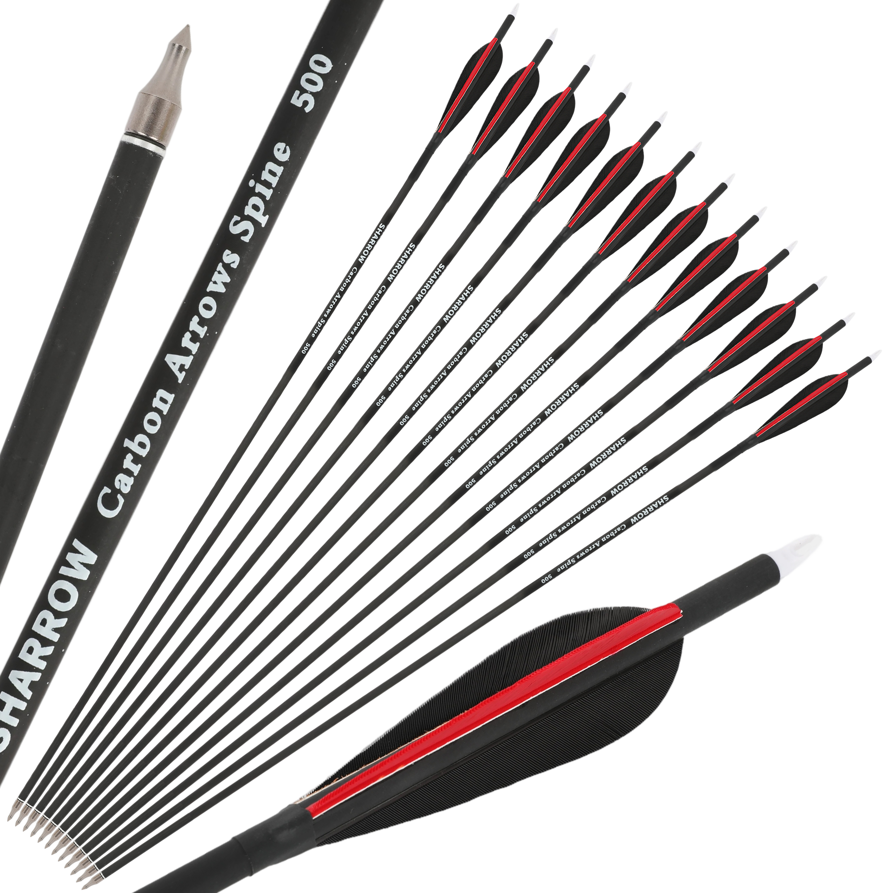 [Copy]SHARROW 6.2mm Carbon Arrows Spine 500 (12 Pack)