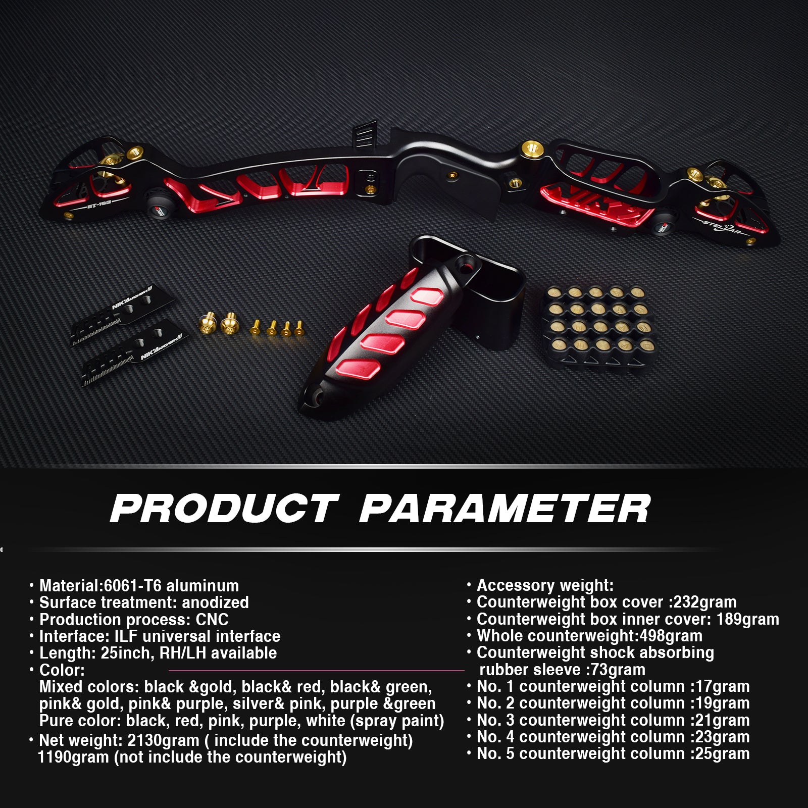 NIKA ET-15B Stellar 25" ILF Barebow Riser RH