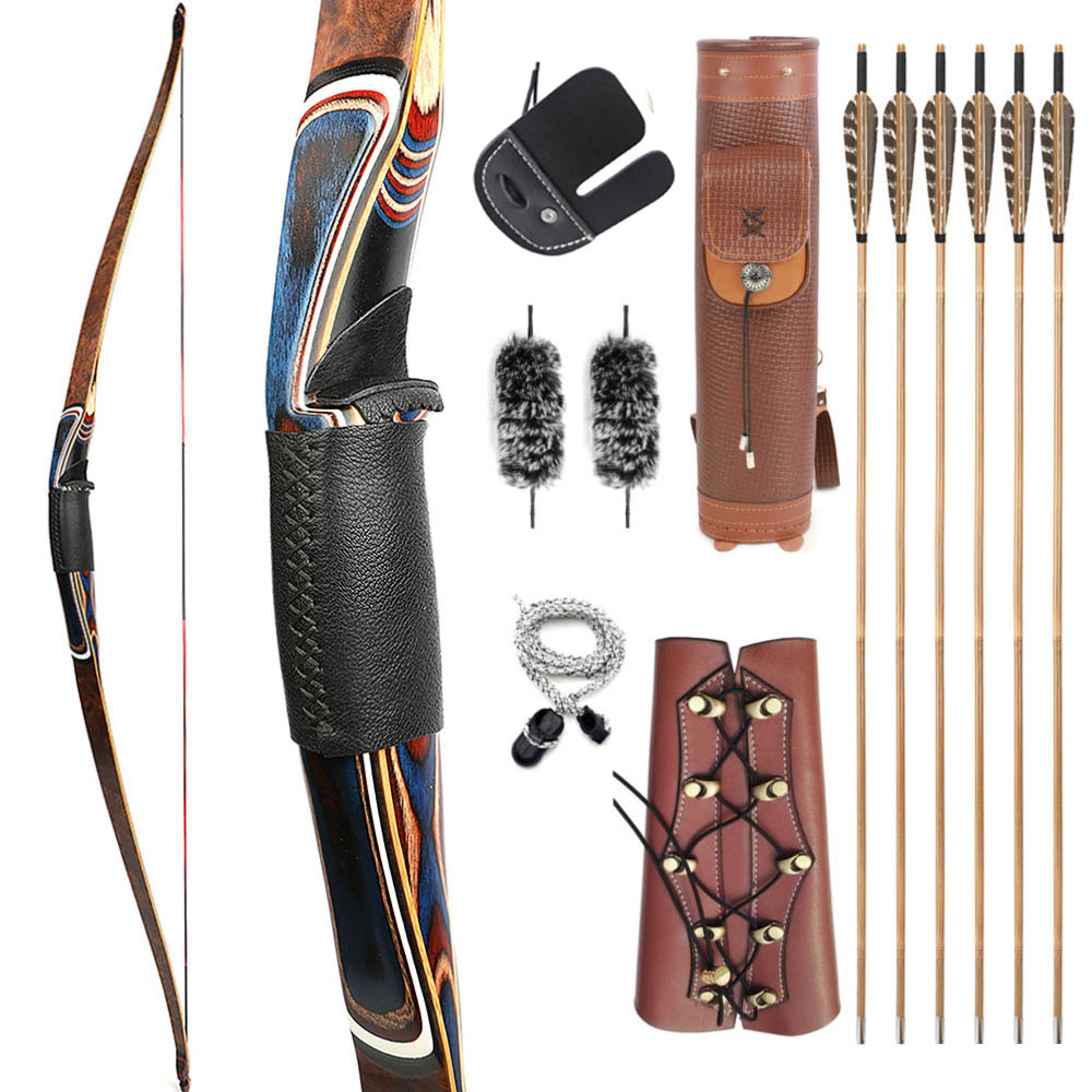 60" Handmade Traditional Longbow Takedown Longbow Archery RH/LH 20-55 lbs