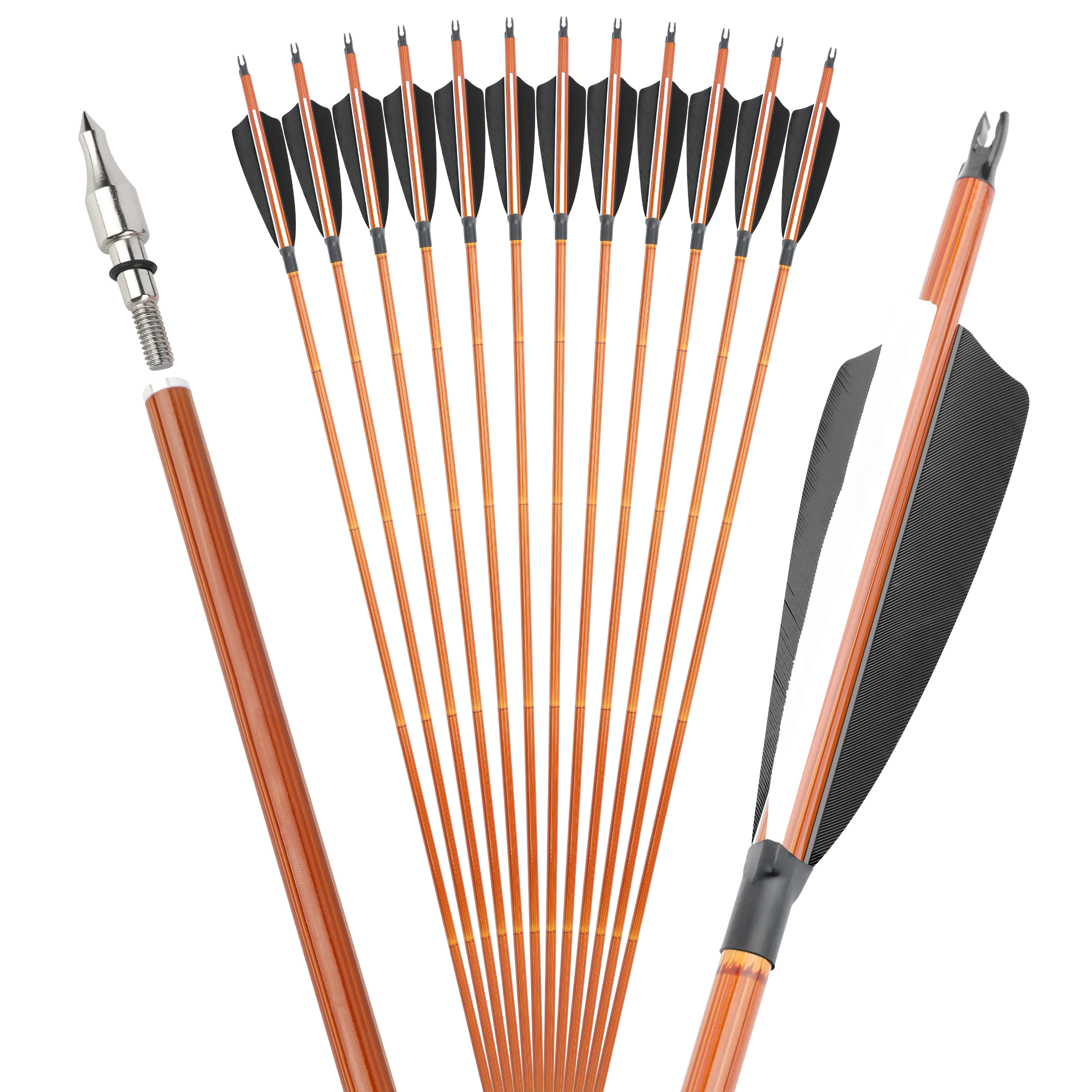 SHARROW Custom Carbon Arrows 30" 500 Spine with 4" Shield Turkey Feathers