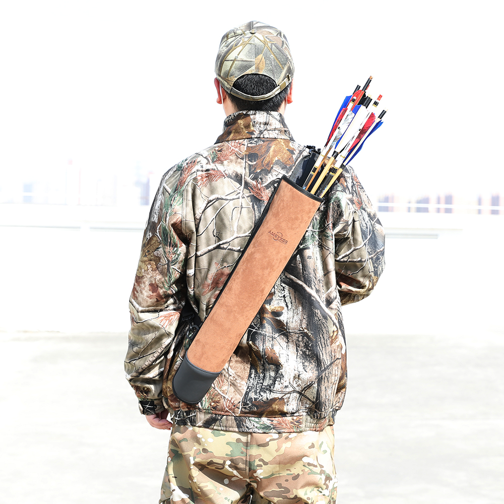 AMEYXGS Leather Traditional Back Quiver Large Capacity