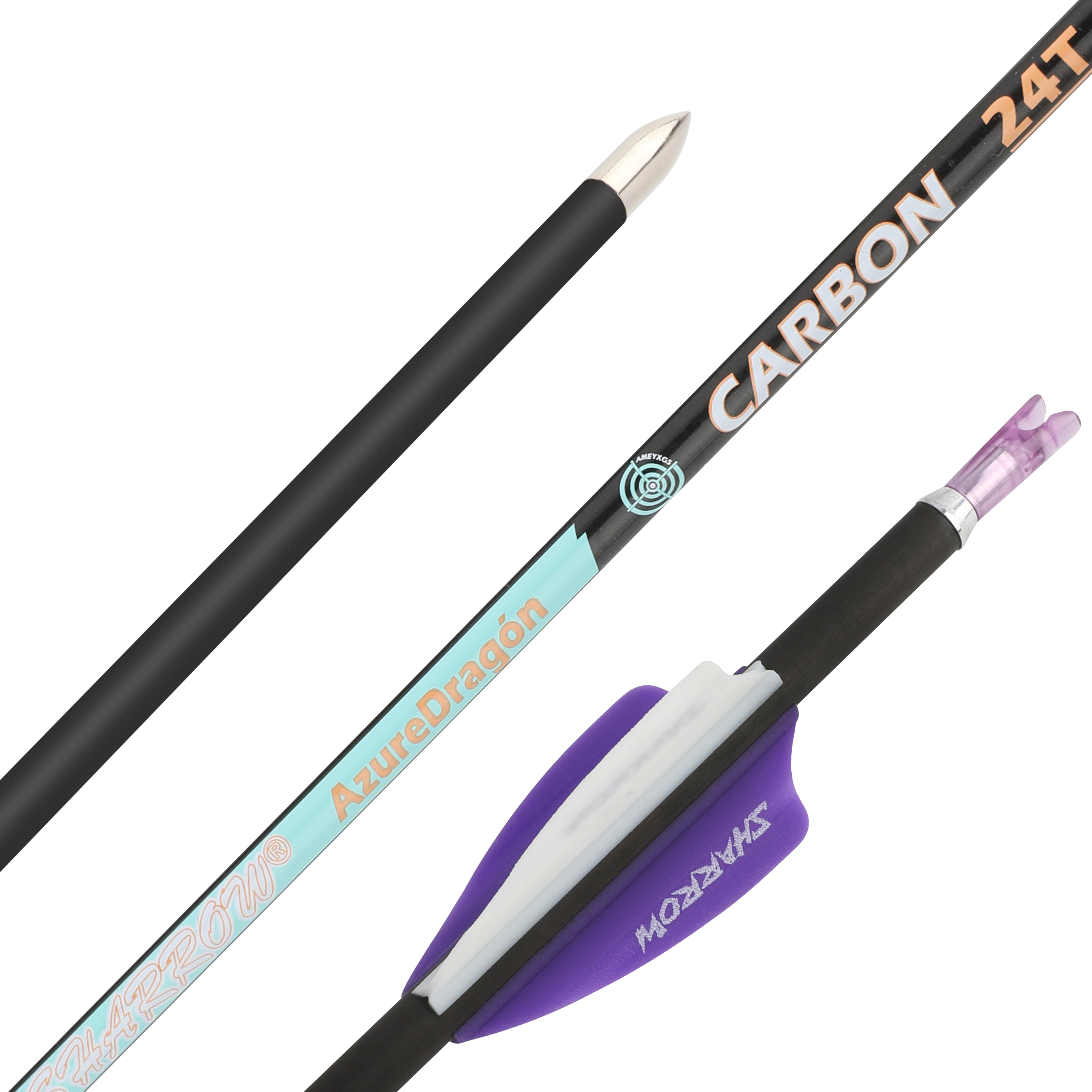 SHARROW Pure Carbon 4.2mm Fletched Target Arrows for Recurve (12 Pack)