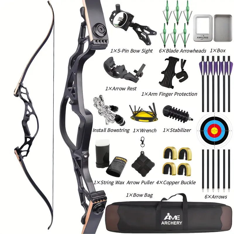 KAIMEI Tiger 62" Hunting Recurve Bow Takedown Bow Kit 40-60 lbs