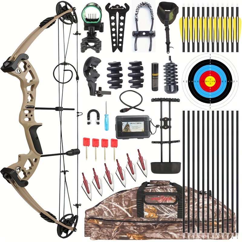 Complete Compound Bow Hunting Set, 30-60 Lbs Adjustable Draw Weight, High-Strength Alloy, Quiet Double Offset Wheel System, with Accessories - Ideal for Outdoor Archery Enthusiasts