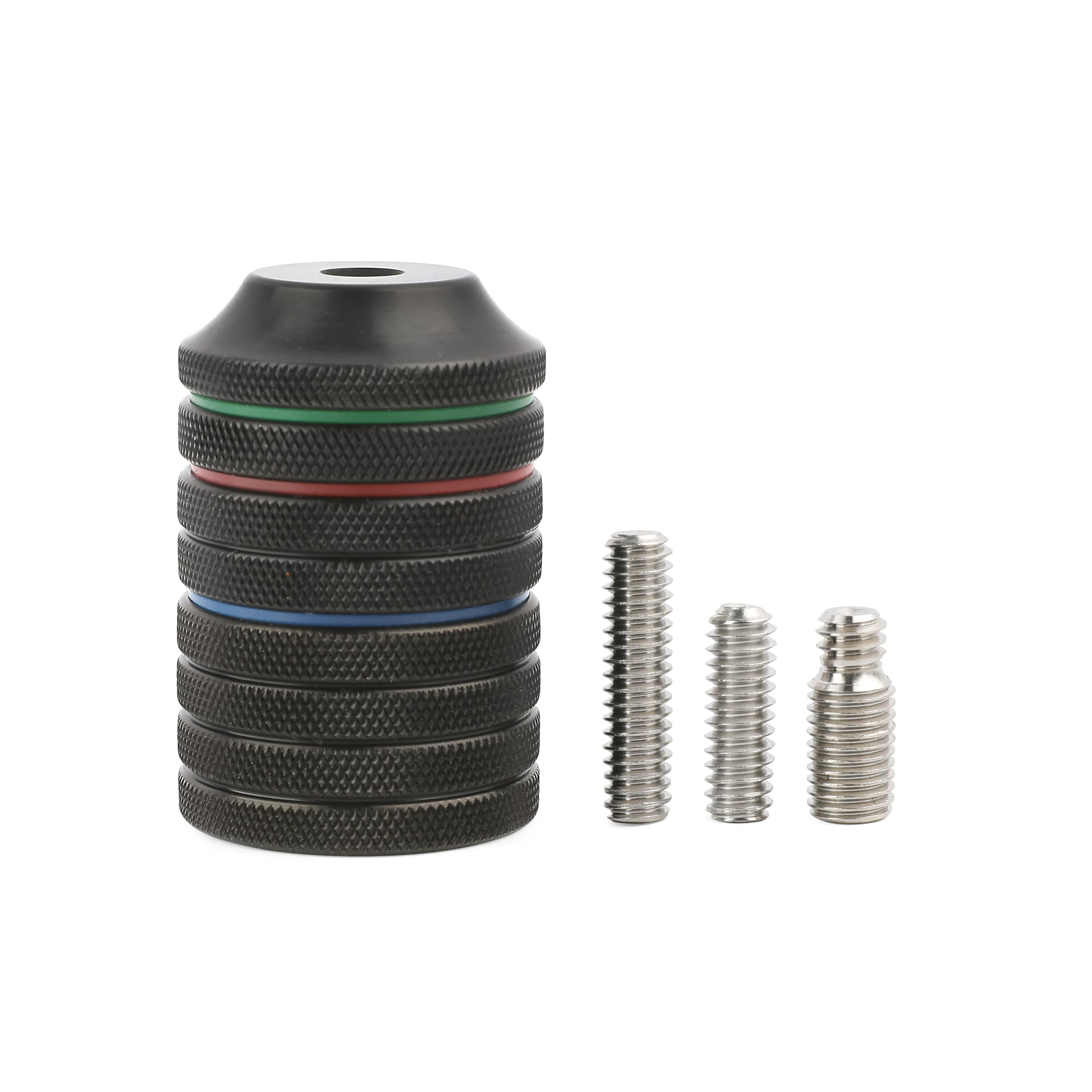 Black Stainless Steel Solid Stack Stabilizer Weights (Colored Spacers)-CHN Archery