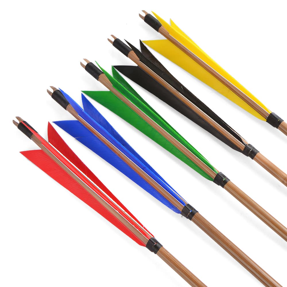 Custom Medieval Archery Fletched Bamboo Traditional Arrows (12 Pack)-CHN Archery
