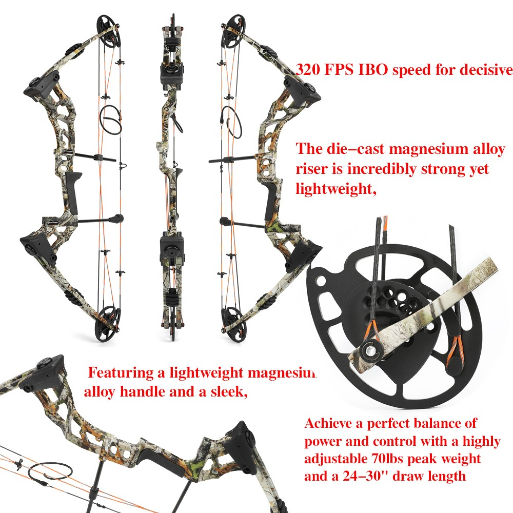 JUNXING M121A Compound Hunting Bow Set RH 0-70 lbs