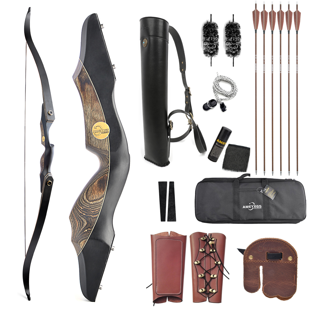 AMEYXGS 60" Wooden Takedown Recurve Bow 25-60# @28"