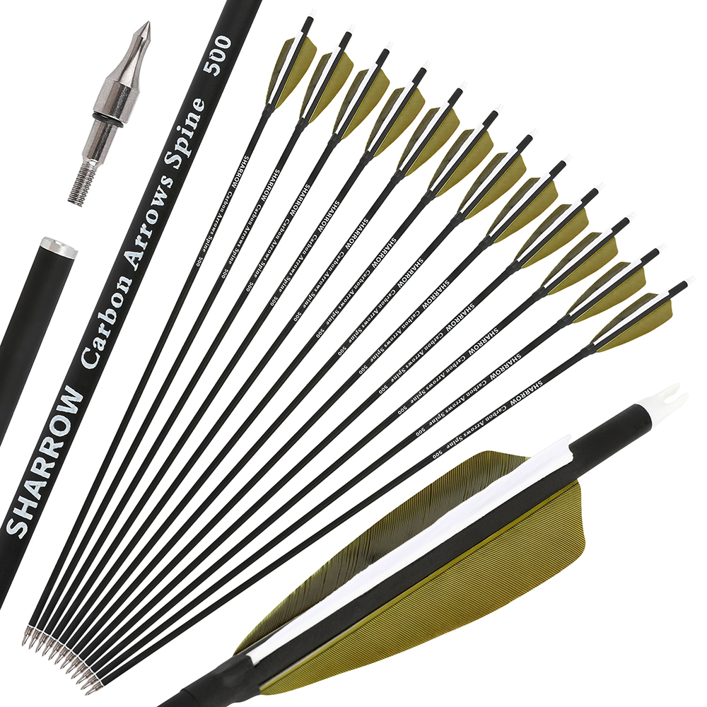SHARROW 6.2mm Carbon Arrows Takedown Spine 500(12 Pack)