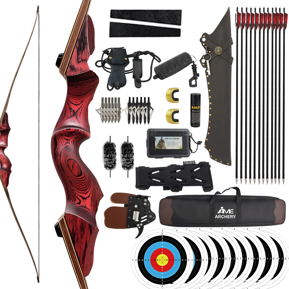 BLACK HUNTER 60" Takedown Traditional Longbow for Adult RH/LH 20-60 lbs