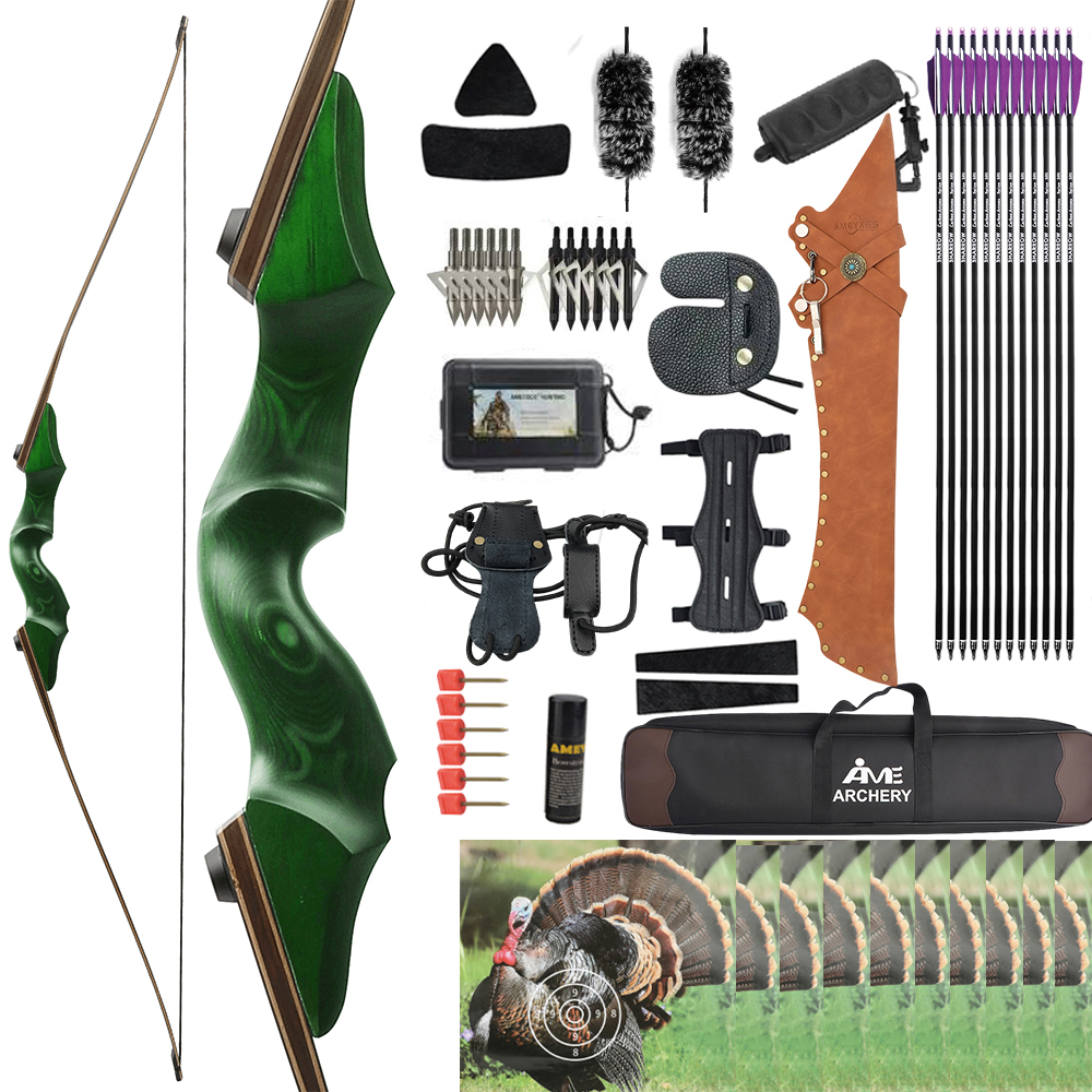 BLACK HUNTER 60" Traditional Longbow Takedown Longbow 20-60lbs RH/LH