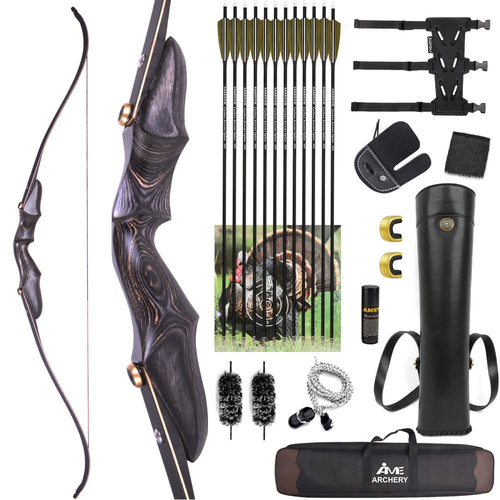 58" Traditional Wooden Takedown ILF Recurve Bow 20-50# @28"