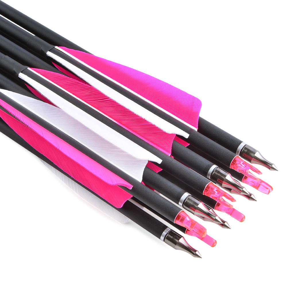 SHARROW 30" Feather Fletched Carbon Arrows Spine 500 (12 Pack)