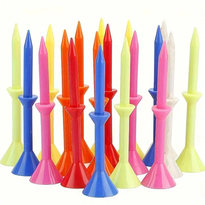 83mm Mixed Color Golf Tees, 50pcs Durable Hybrid Plastic/Rubber Set