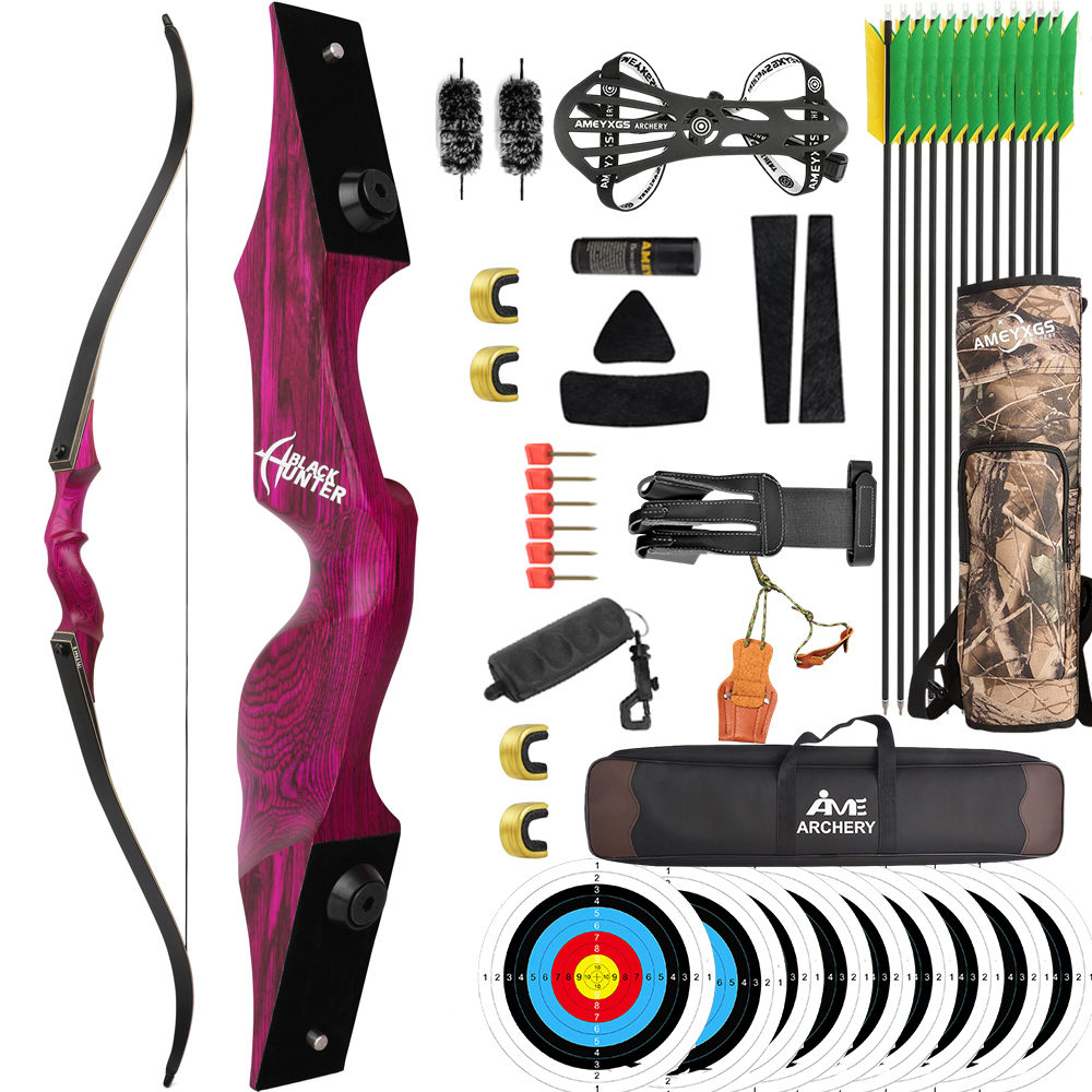 Black Hunter Recurve Bow Hunting Takedown Bow Kit 20-60 lbs