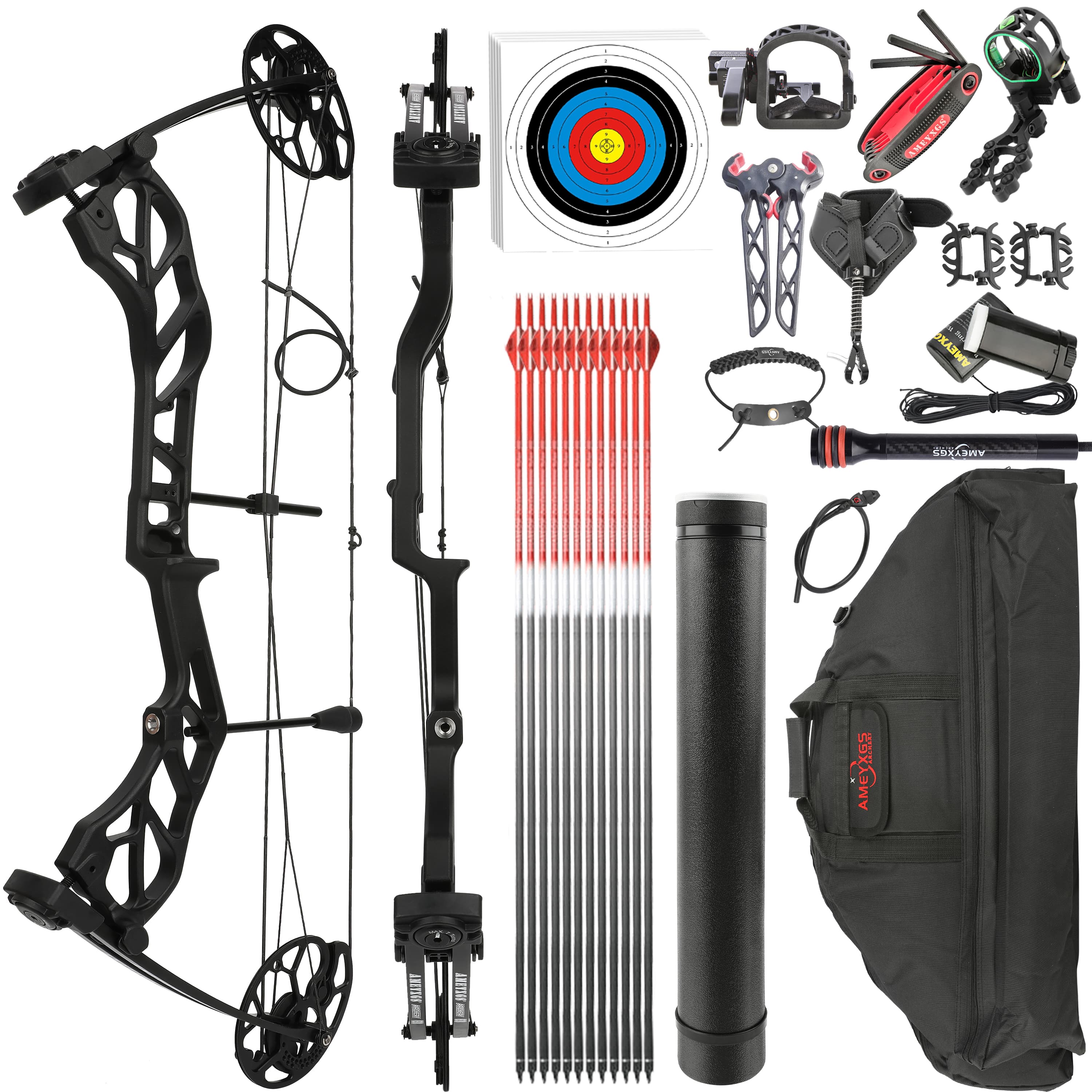 AMEYXGS E8 Hunting Compound Bow and Arrows CNC Archery 30-70 lbs