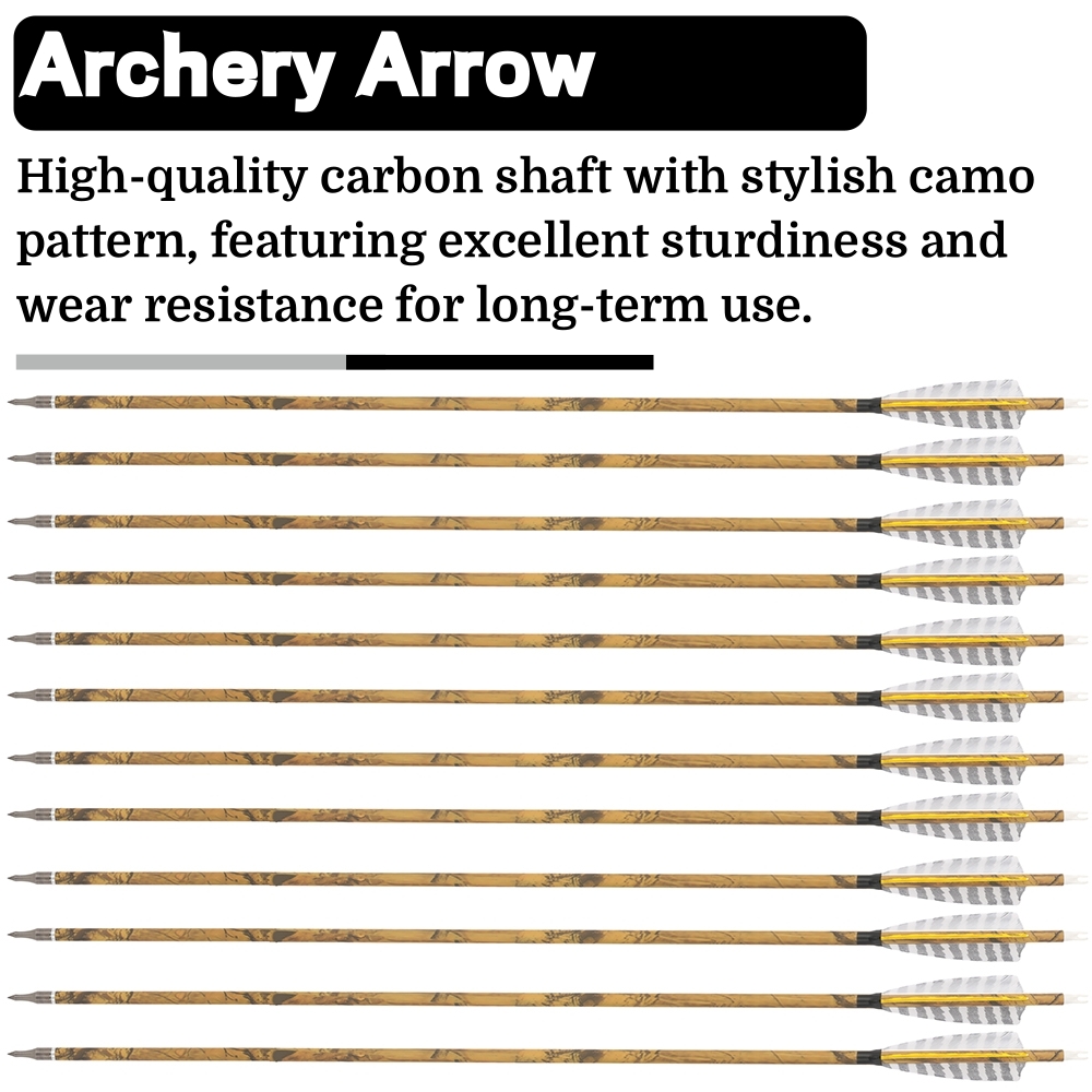 FQH 30 Inch Carbon Archery Arrows 6 12 Pack 4 Inch Feathers 500 Spine