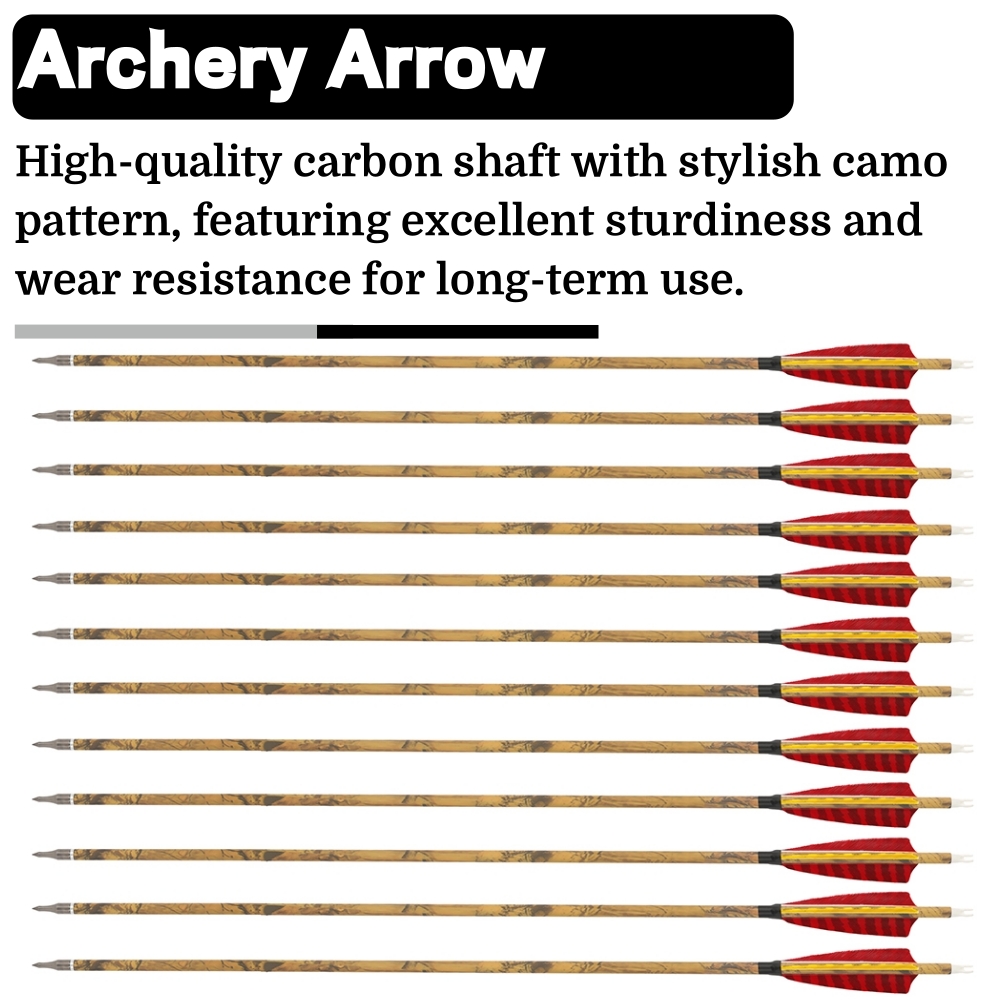 FQH 30 Inch Carbon Archery Arrows 6 12 Pack 4 Inch Feathers 500 Spine