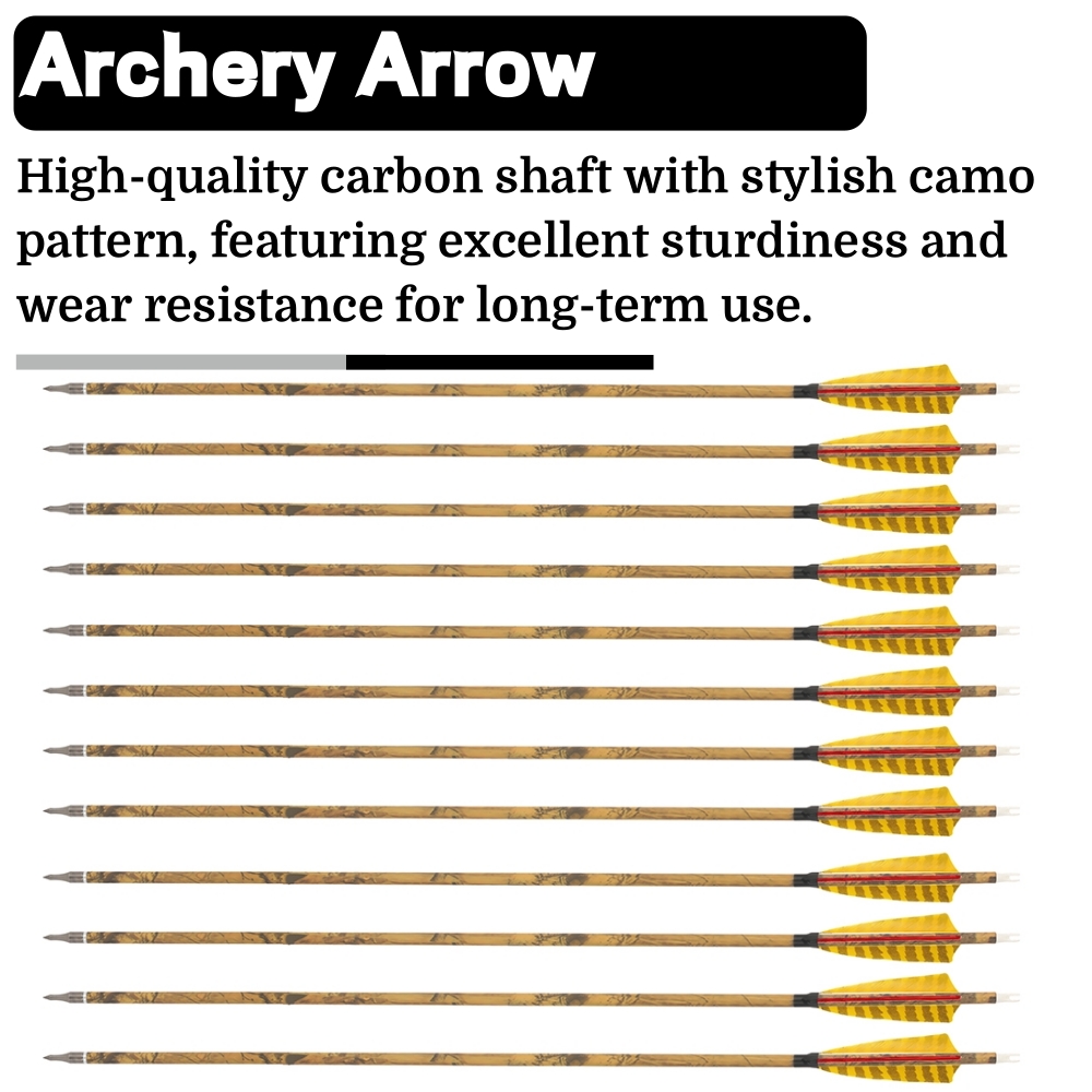 FQH 30 Inch Carbon Archery Arrows 6 12 Pack 4 Inch Feathers 500 Spine