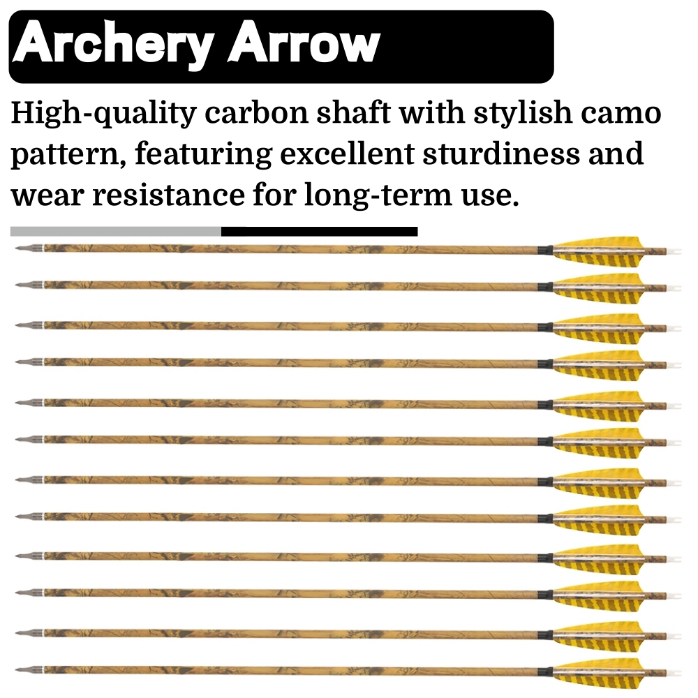 FQH 30 Inch Carbon Archery Arrows 6 12 Pack 4 Inch Feathers 500 Spine