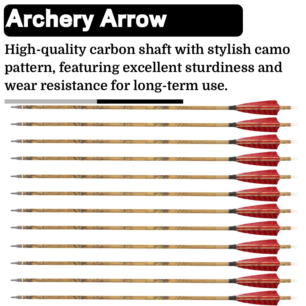 FQH 30 Inch Carbon Archery Arrows 6 12 Pack 4 Inch Feathers 500 Spine