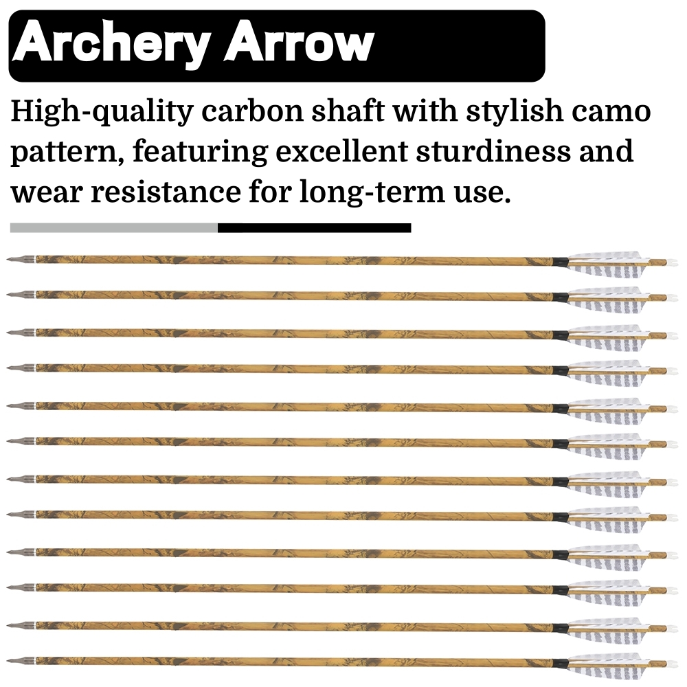 FQH 30 Inch Carbon Archery Arrows 6 12 Pack 4 Inch Feathers 500 Spine