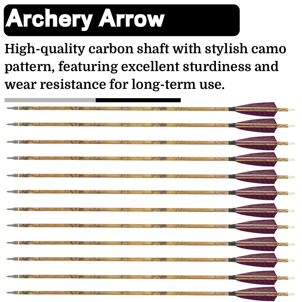 FQH 30 Inch Carbon Archery Arrows 6 12 Pack 4 Inch Feathers 500 Spine
