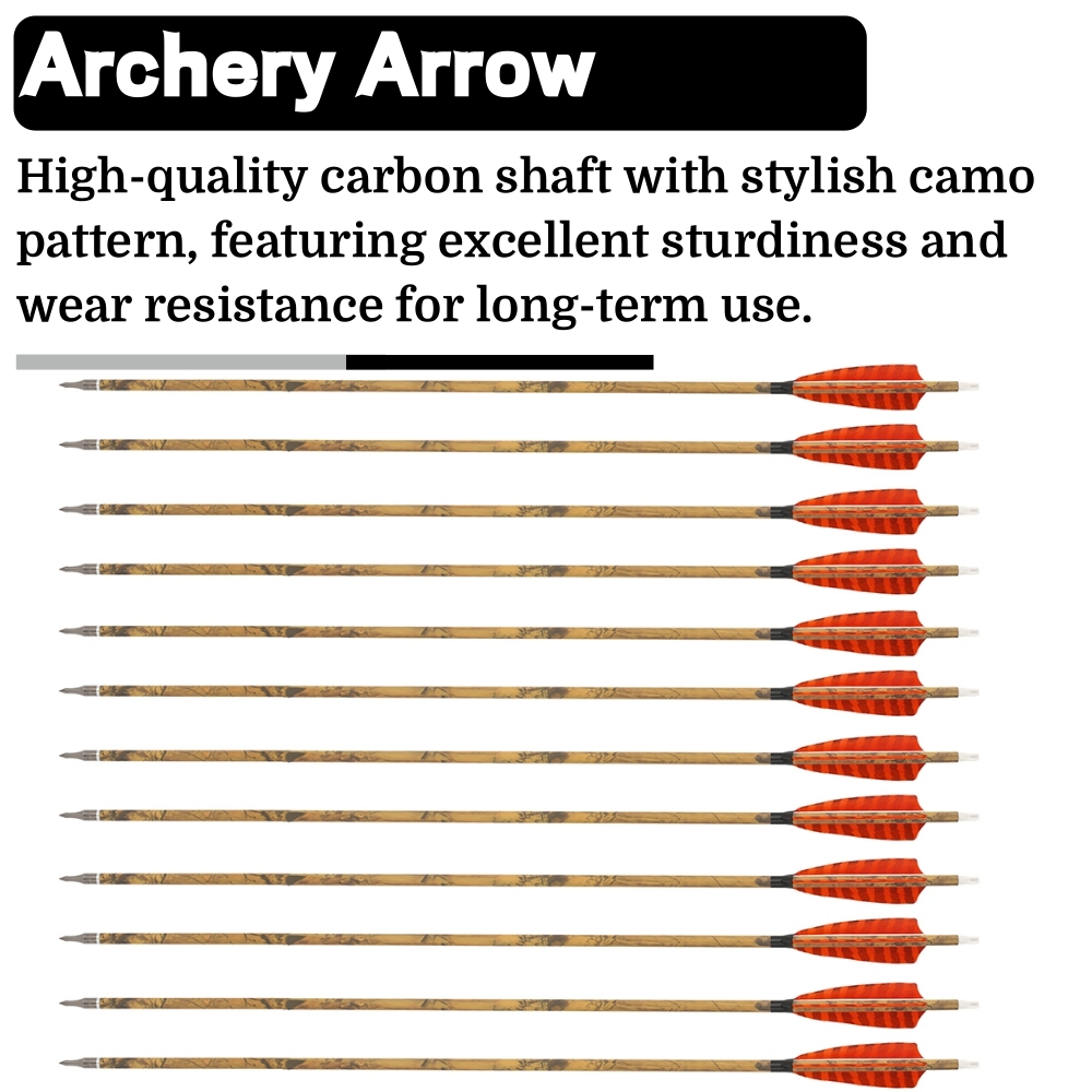 FQH 30 Inch Carbon Archery Arrows 6 12 Pack 4 Inch Feathers 500 Spine
