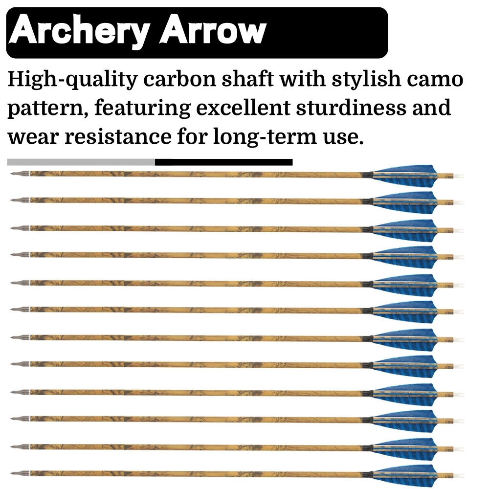 FQH 30 Inch Carbon Archery Arrows 6 12 Pack 4 Inch Feathers 500 Spine