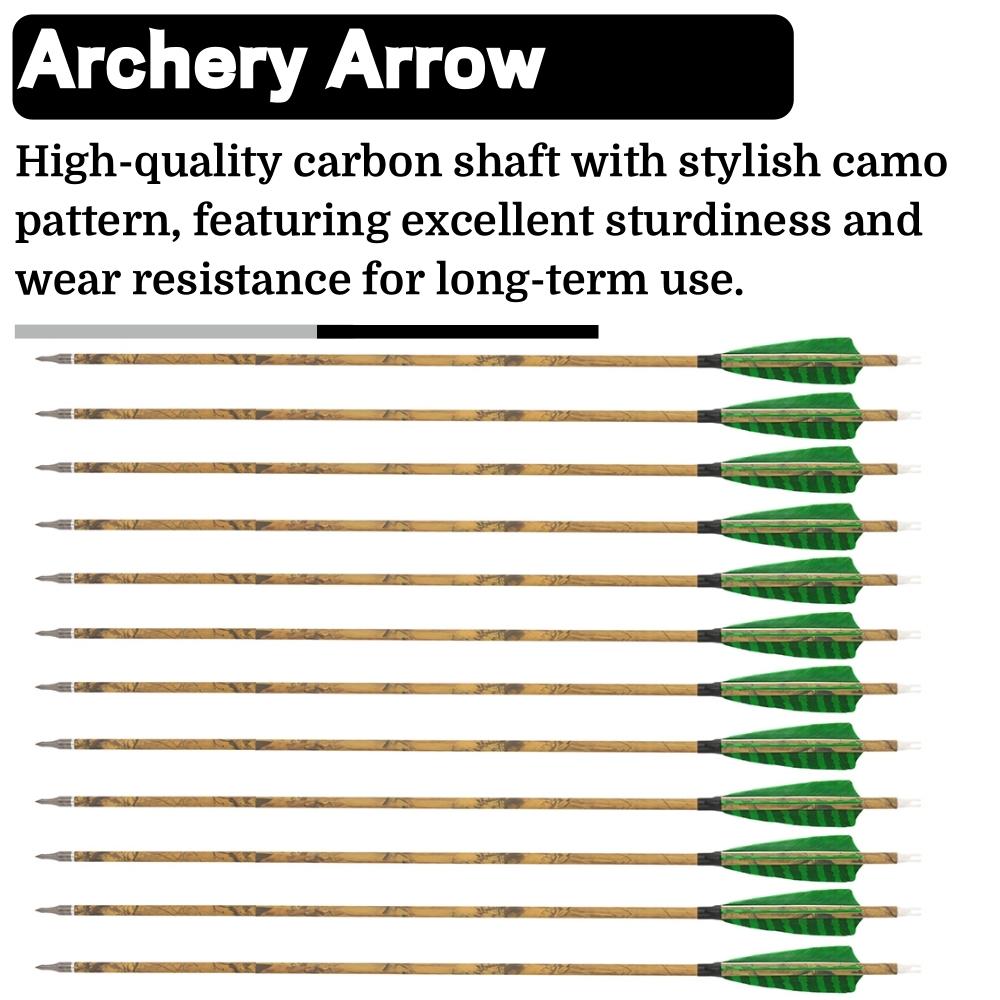 FQH 30 Inch Carbon Archery Arrows 6 12 Pack 4 Inch Feathers 500 Spine