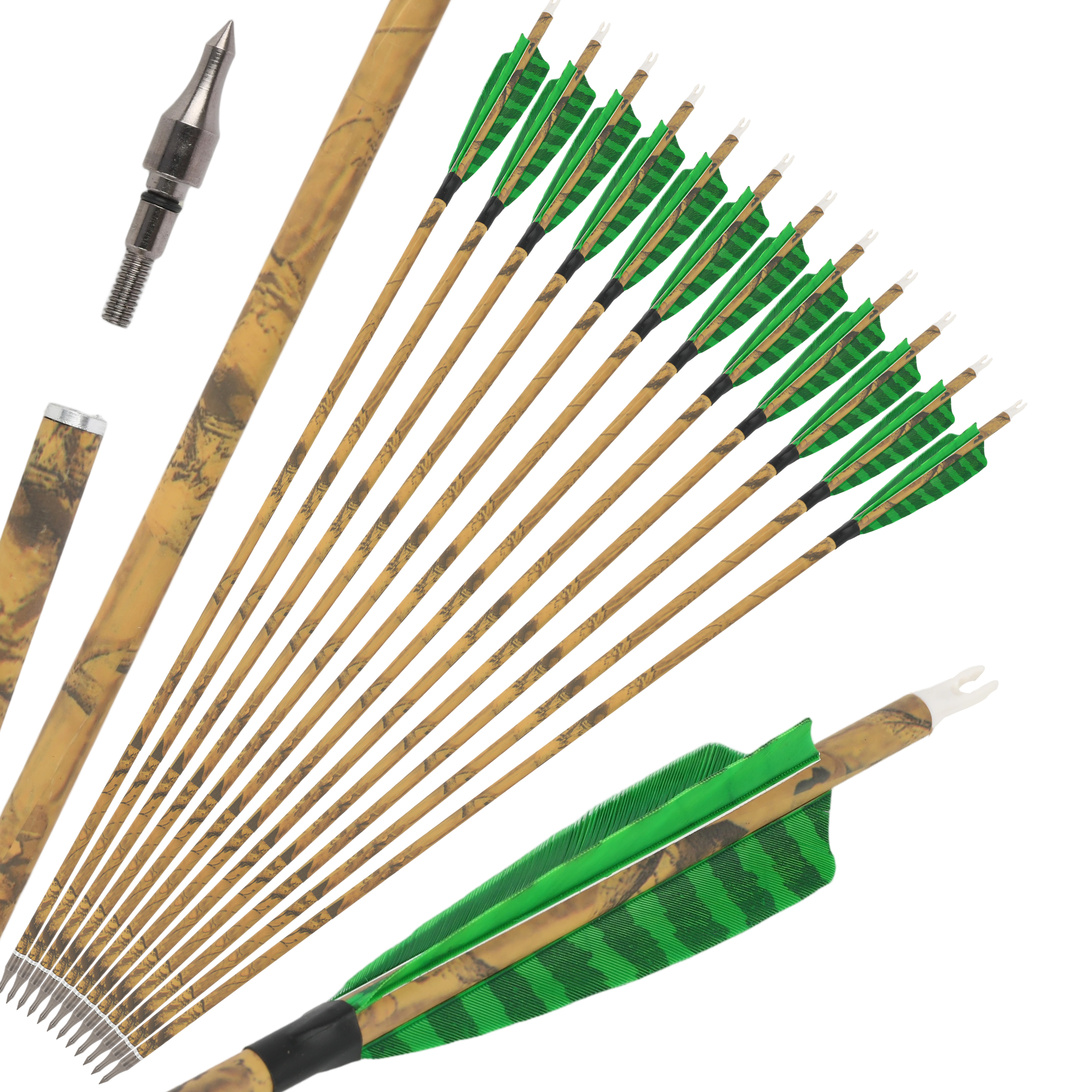 Carbon Hybrid Arrows, Spine 500, 100 Grain Tips for Archery