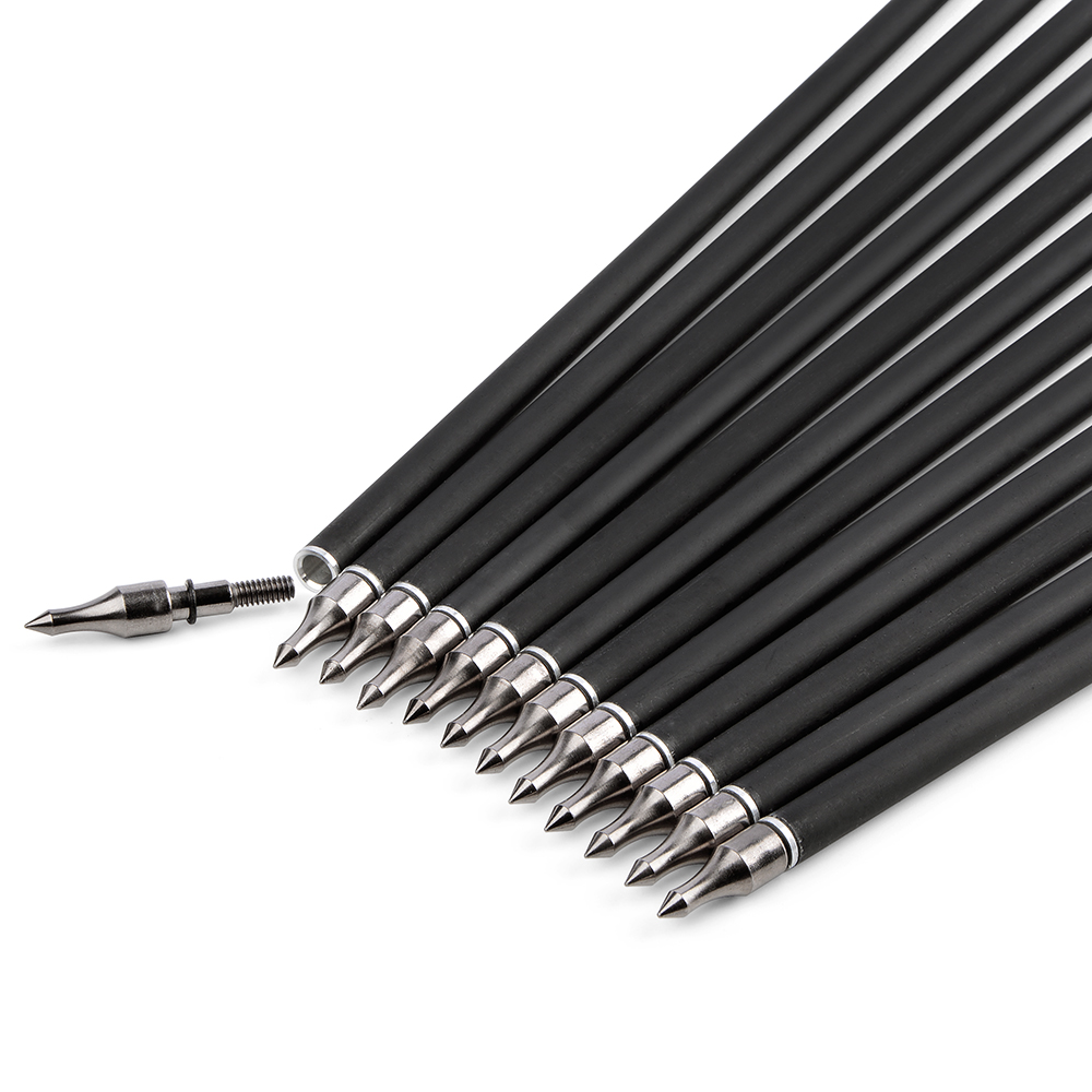 SHARROW 30" Feather Fletched Carbon Arrows Spine 500 (12 Pack)