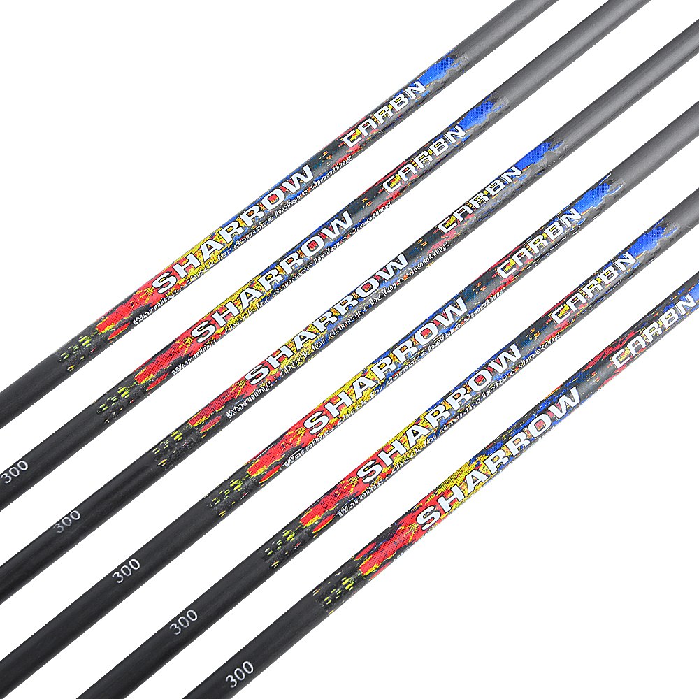 SHARROW Carbon Arrow Shafts Spine 250/300/350/400/500/600 (12 Pack)-CHN Archery
