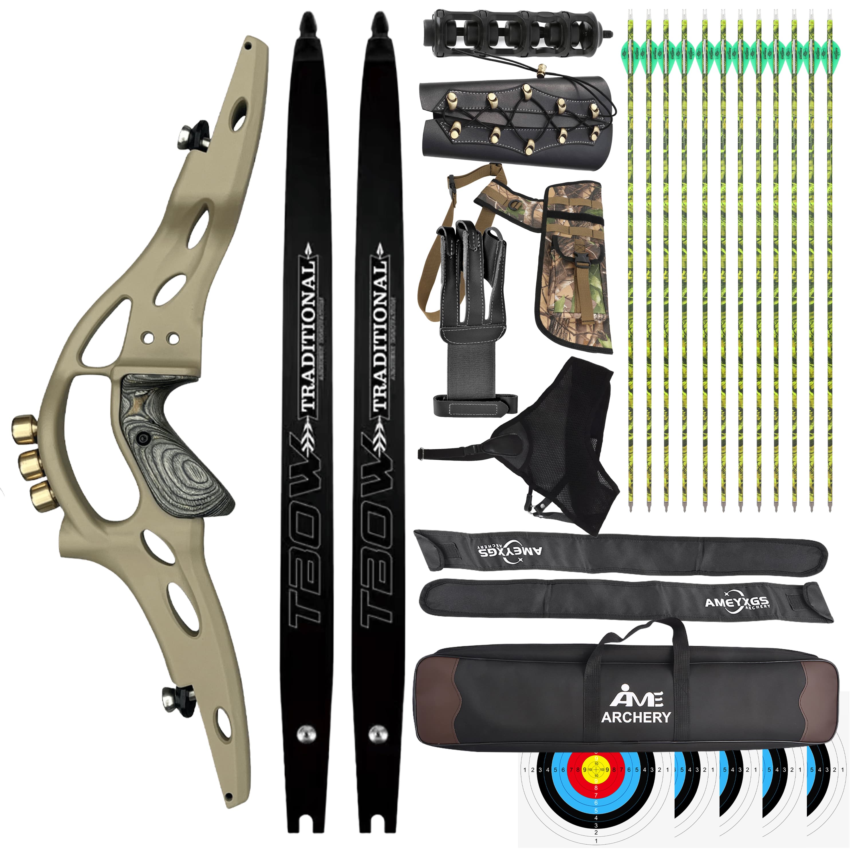 JUNXING 62" ILF Recurve Bow 30-60# American Hunting @28"