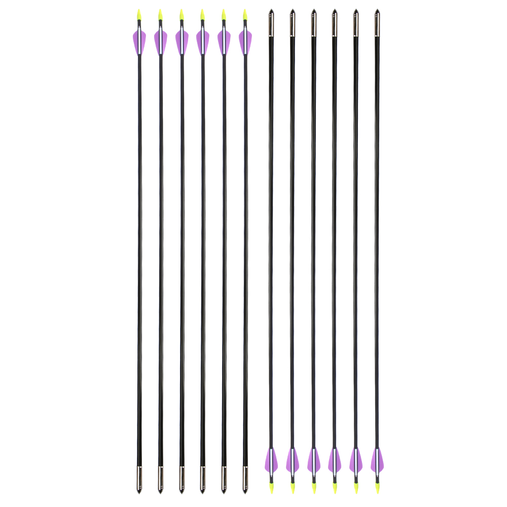 SHARROW 7mm Archery Practice Arrows Fiberglass for Beginners (12 Pack)-CHN Archery