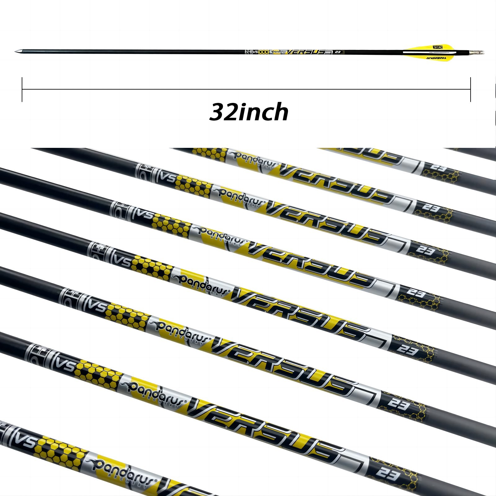 PANDARUS VERSUS V23 Pure Carbon 8mm Indoor Target Arrows ± .0015" (12 Pack)-CHN Archery