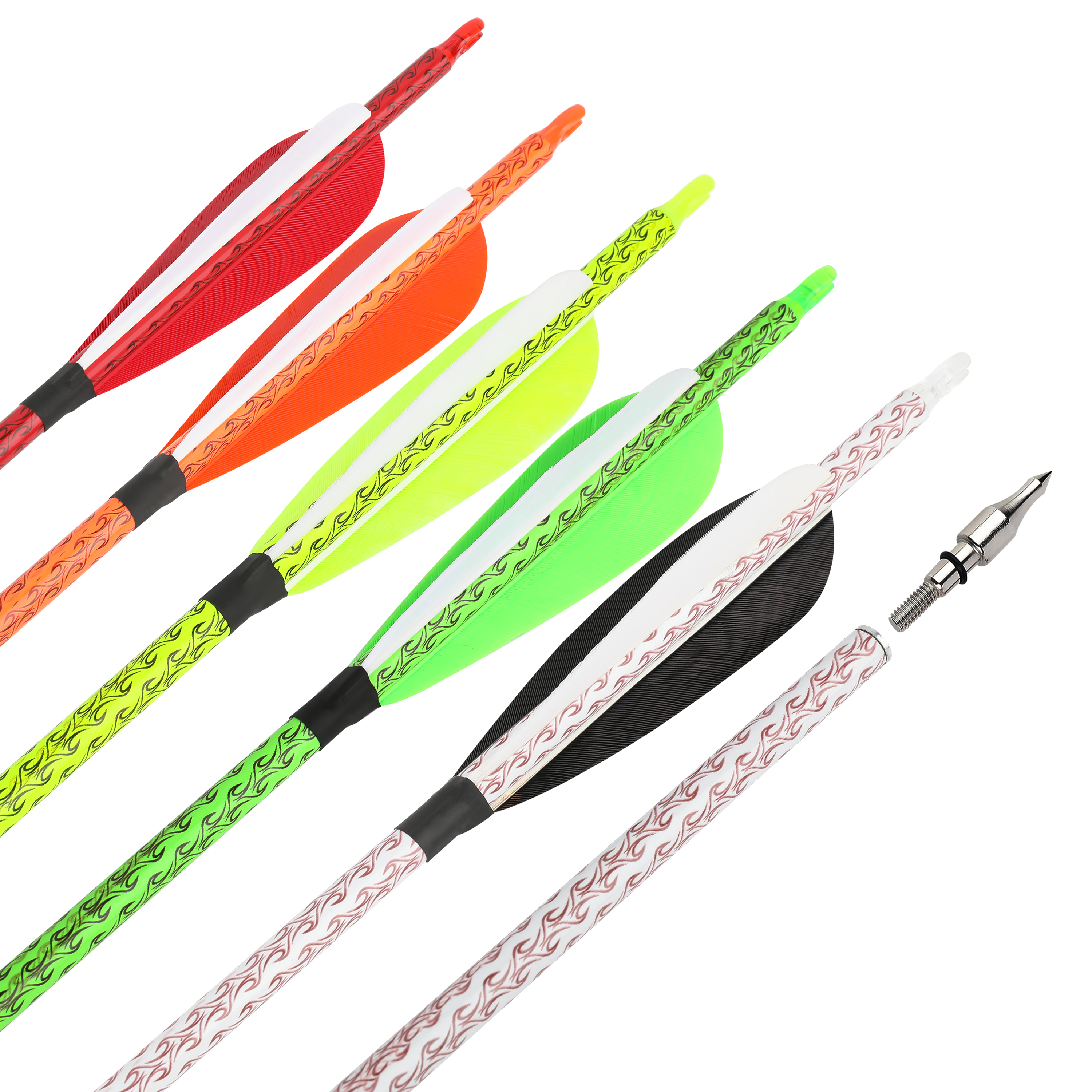 SHARROW 30" Hybrid Carbon Arrows Spine 500 for Recurve (12 Pack)